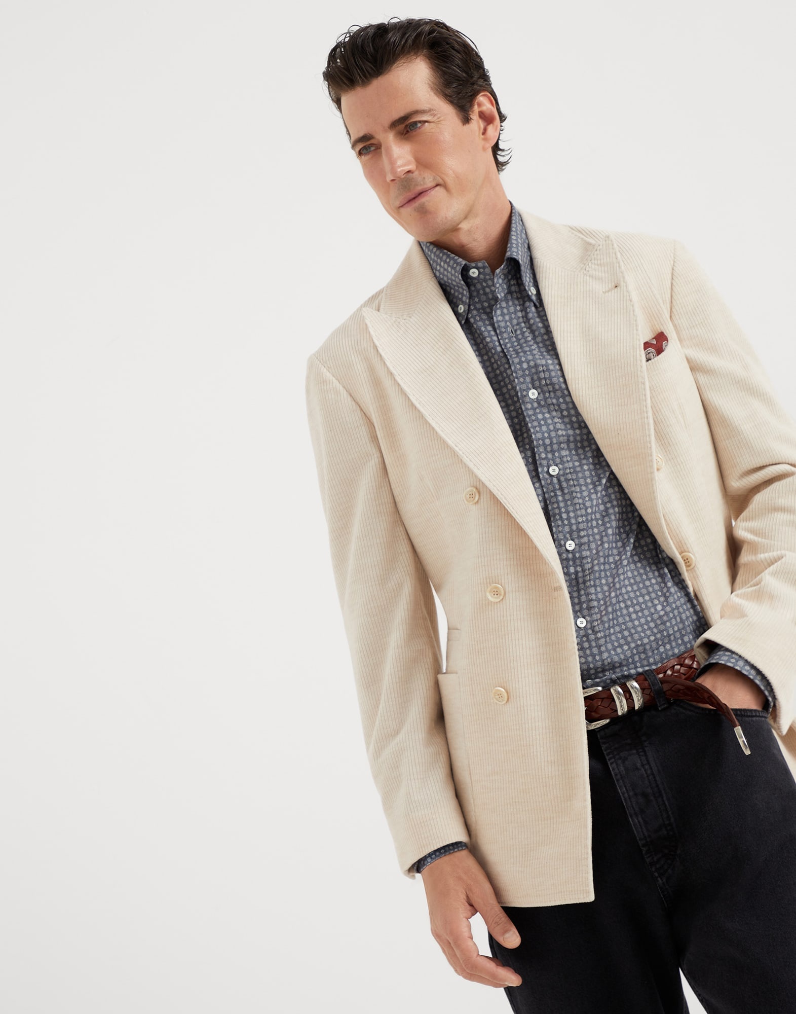 Geometric print basic fit shirt with button-down collar - 4