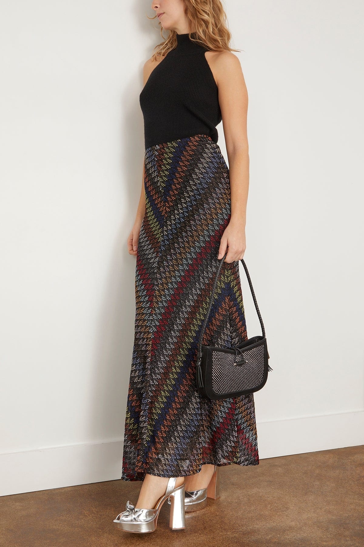 Long Skirt in Dark Base and Multi Color Relief - 2