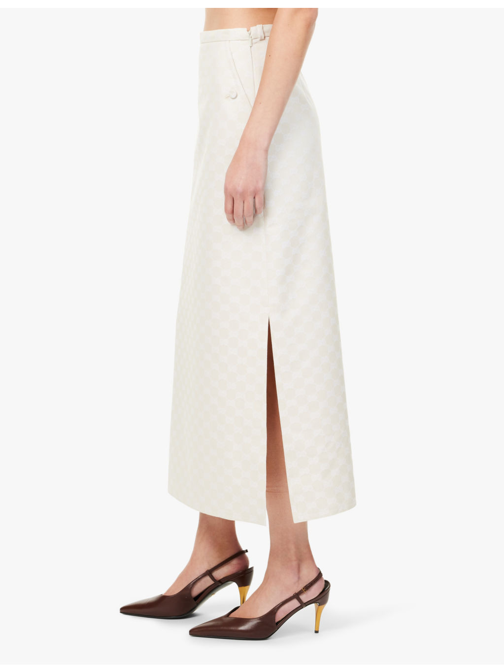 GG monogram-print woven-blend midi skirt - 3