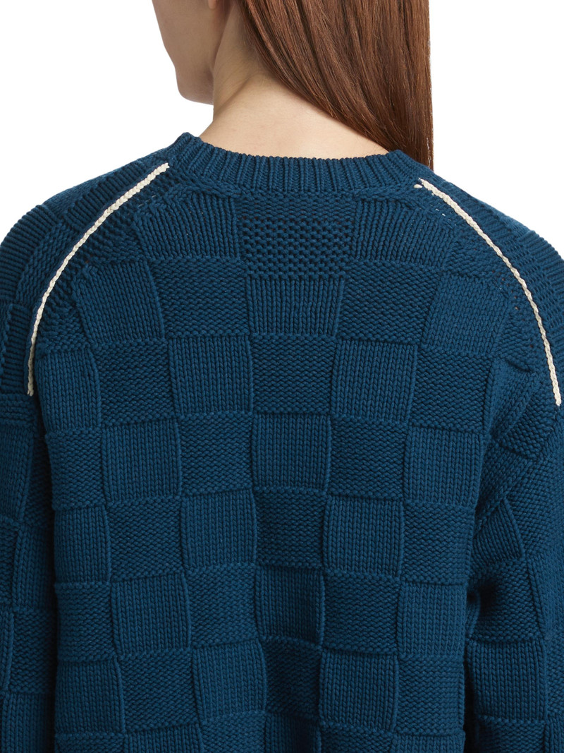 Women's Check-Knit Stretch-Cotton Sweater - Midnight 6
