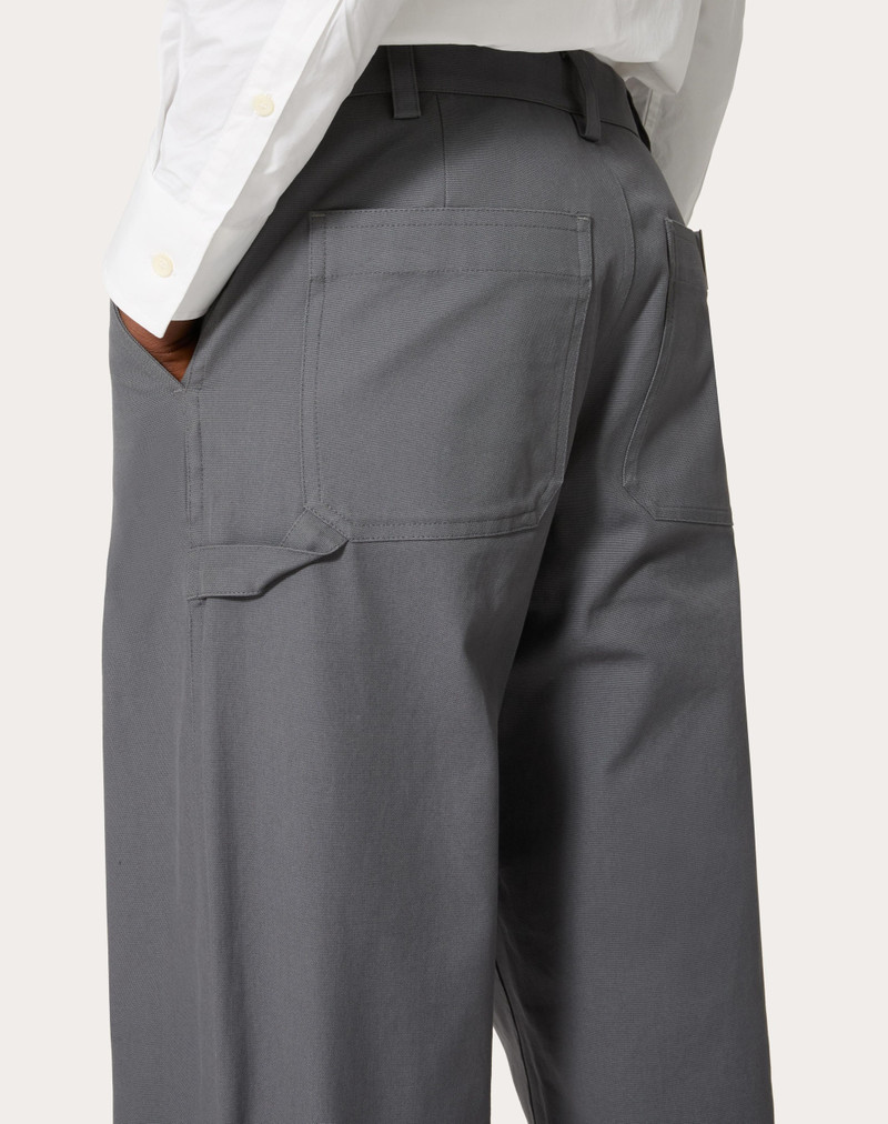 STRETCH COTTON CANVAS CARGO PANTS WITH METALLIC V DETAIL 5