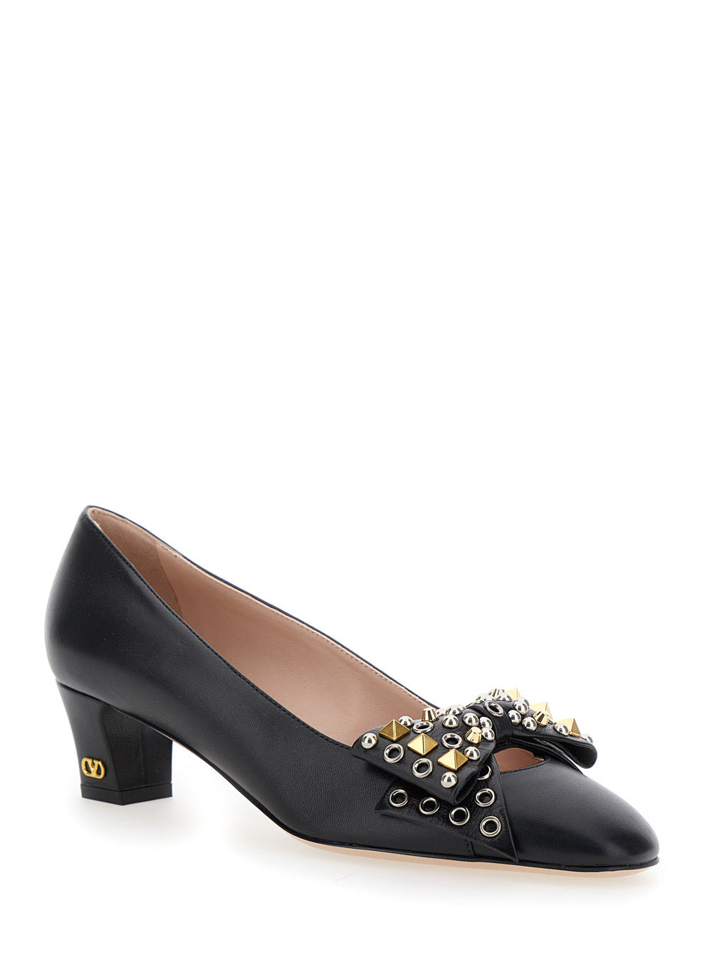 Valentino Garavani Women Pump | Valentino Garavani Bowow | T. 45 | Capretto/A.Silver-A.Brass Mix Stu - 2