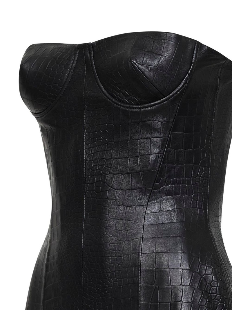 crocodile-embossed strapless top 3