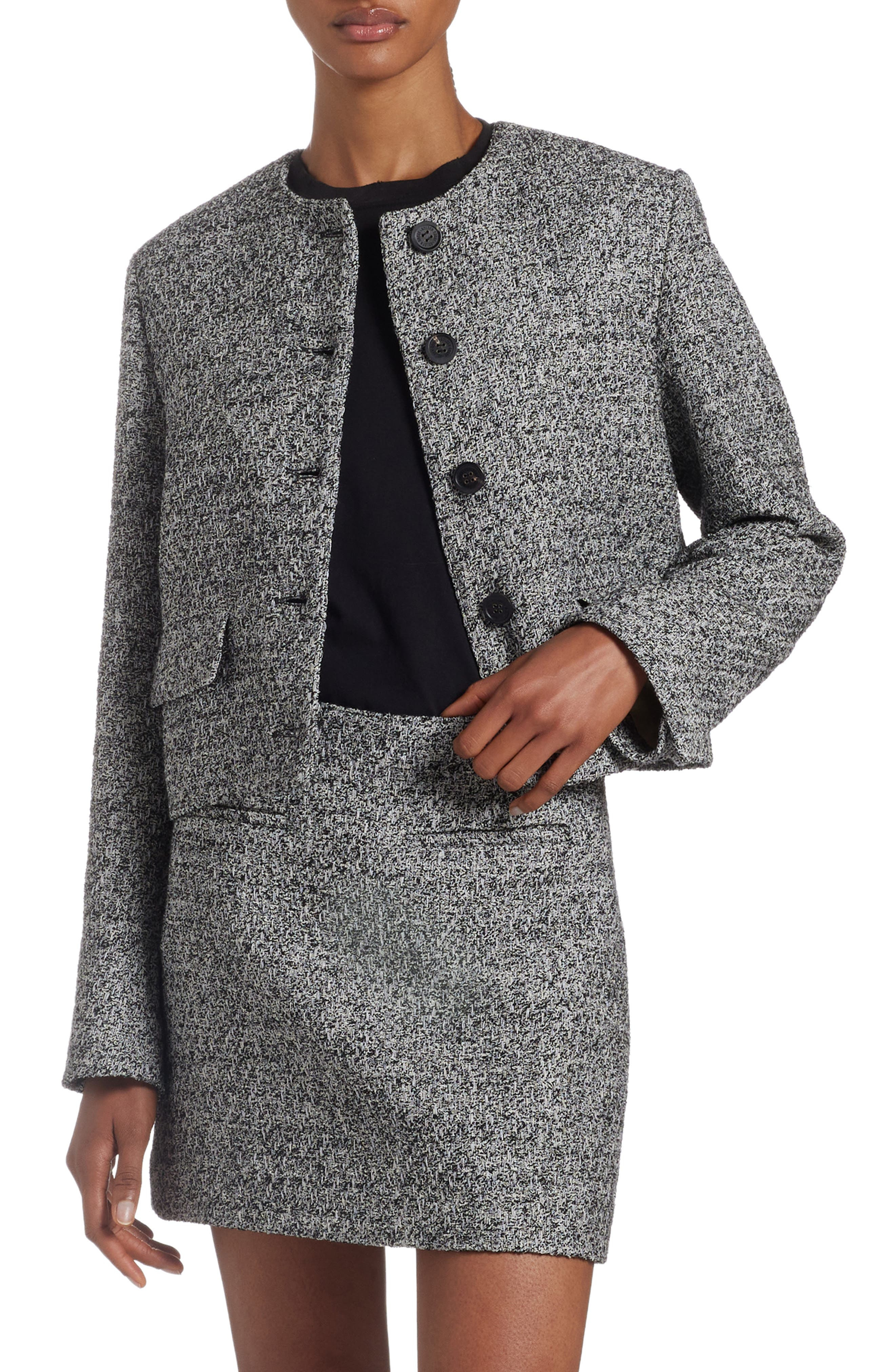 Golden Goose Crop Bouclé Jacket in Black/Vintage White at Nordstrom - 1