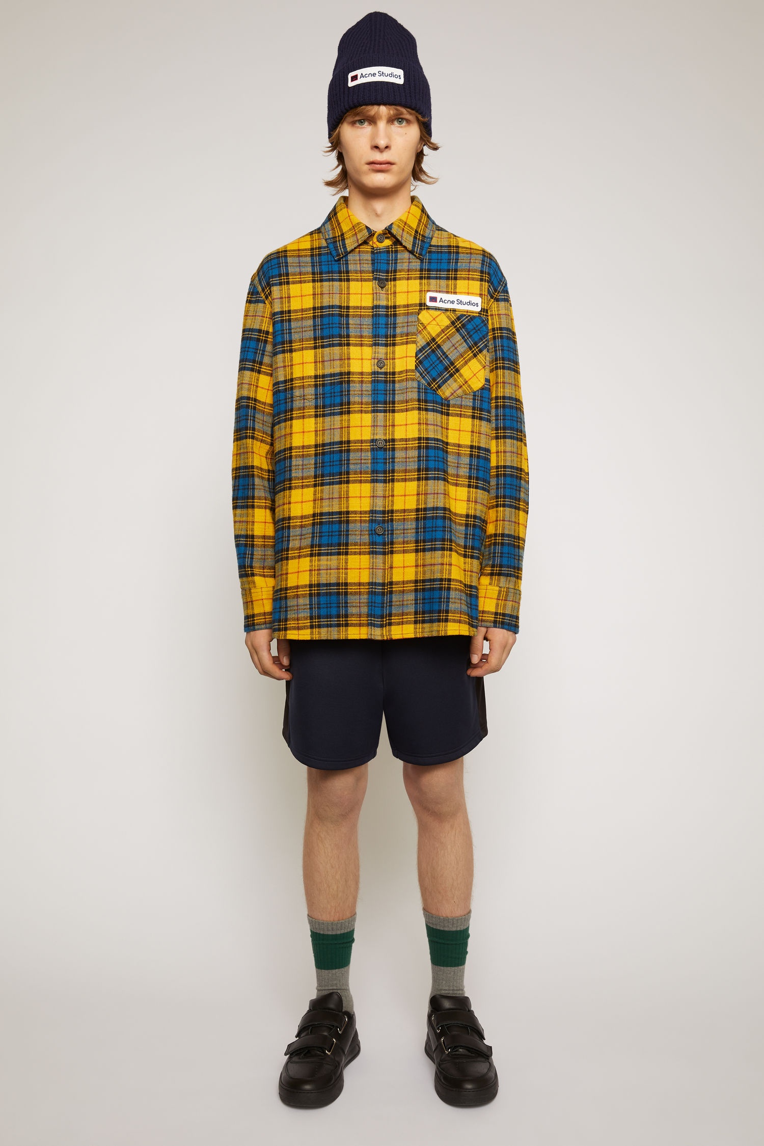 Logo patch flannel overshirt yellow/black - 2