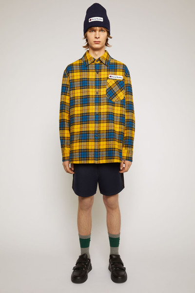 Acne Studios Logo patch flannel overshirt yellow/black outlook