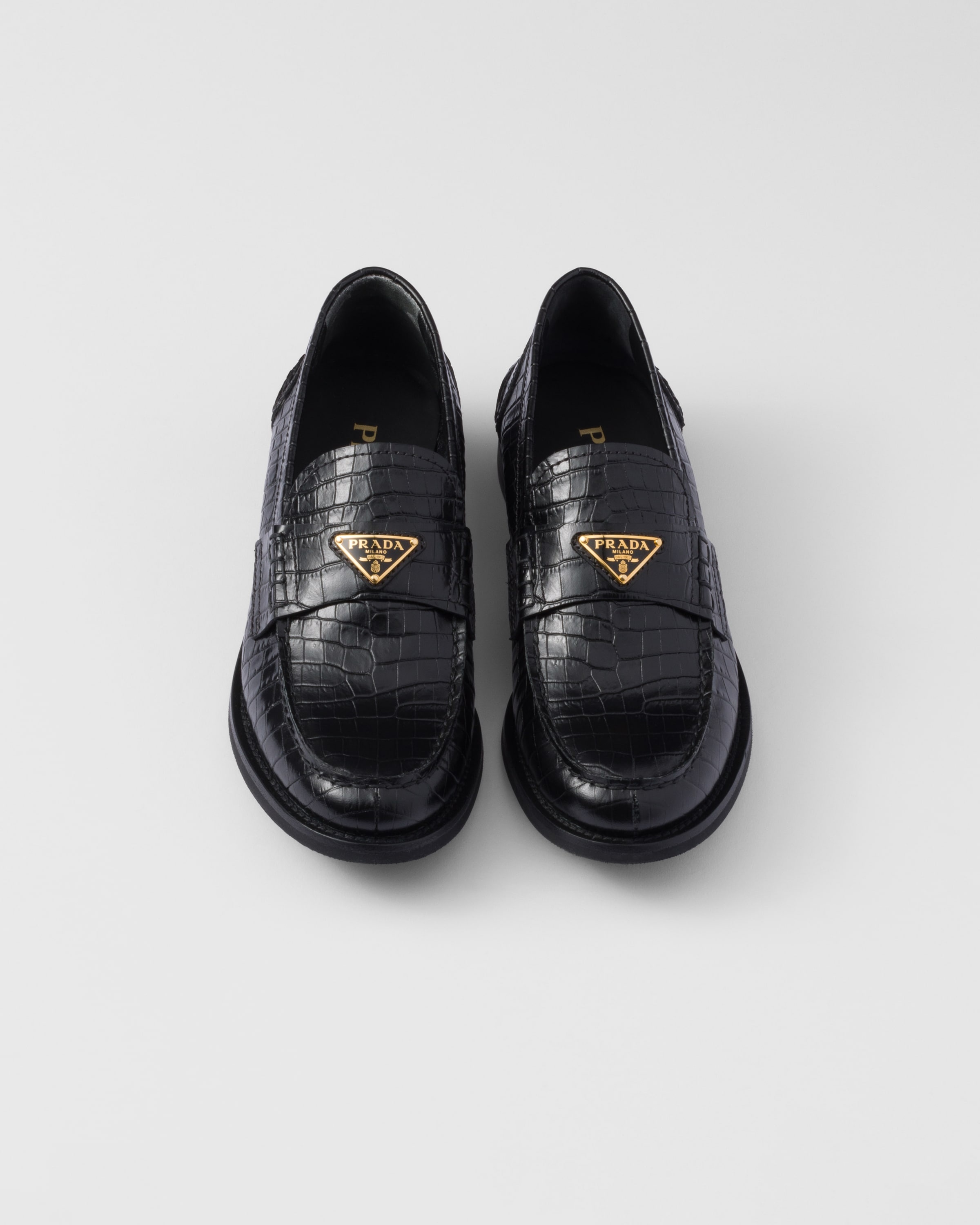 Croco-print leather loafers - 3