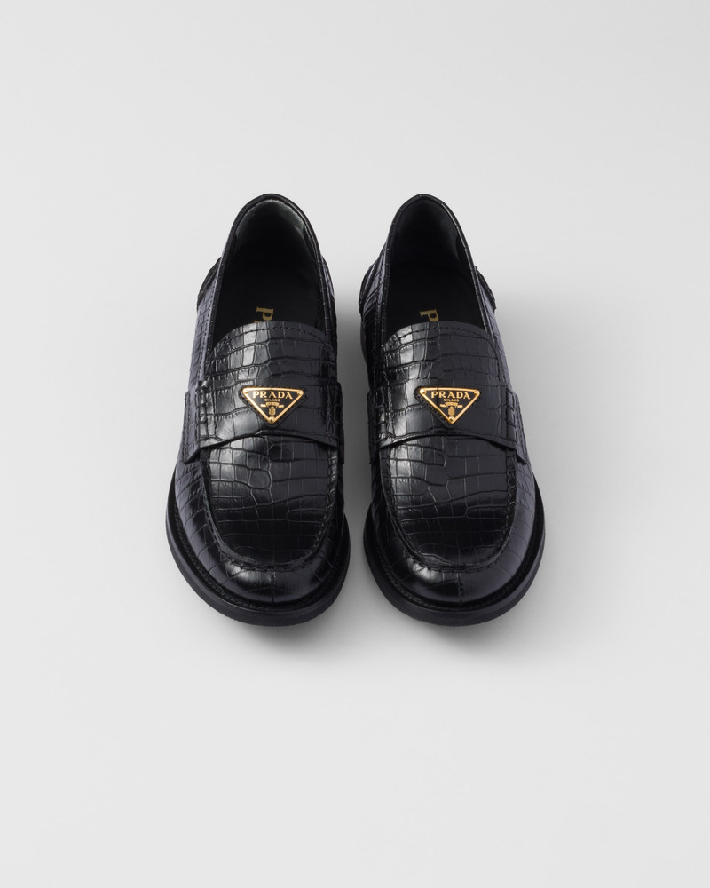 Croco-print leather loafers 3