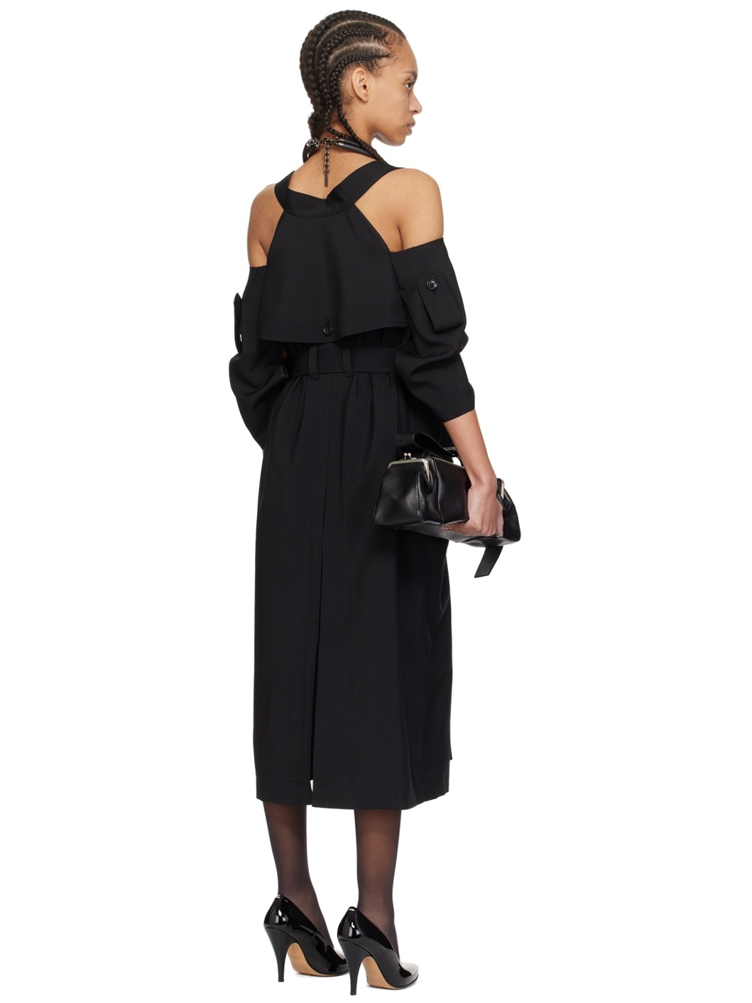 Black Off-The-Shoulder Midi Dress - 3
