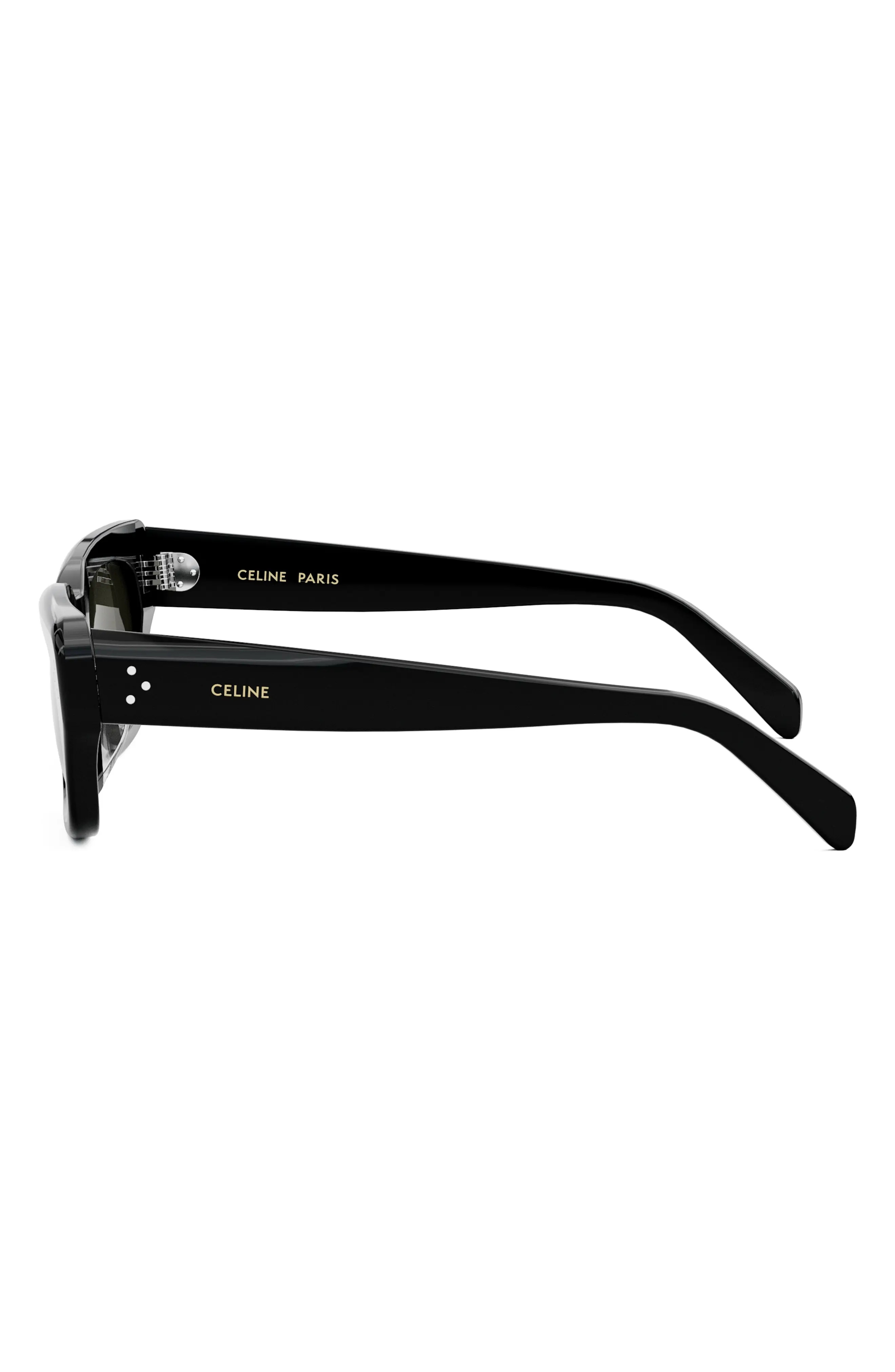 Bold 3 Dot Rectangular Sunglasses in Shiny Black /Smoke - 5