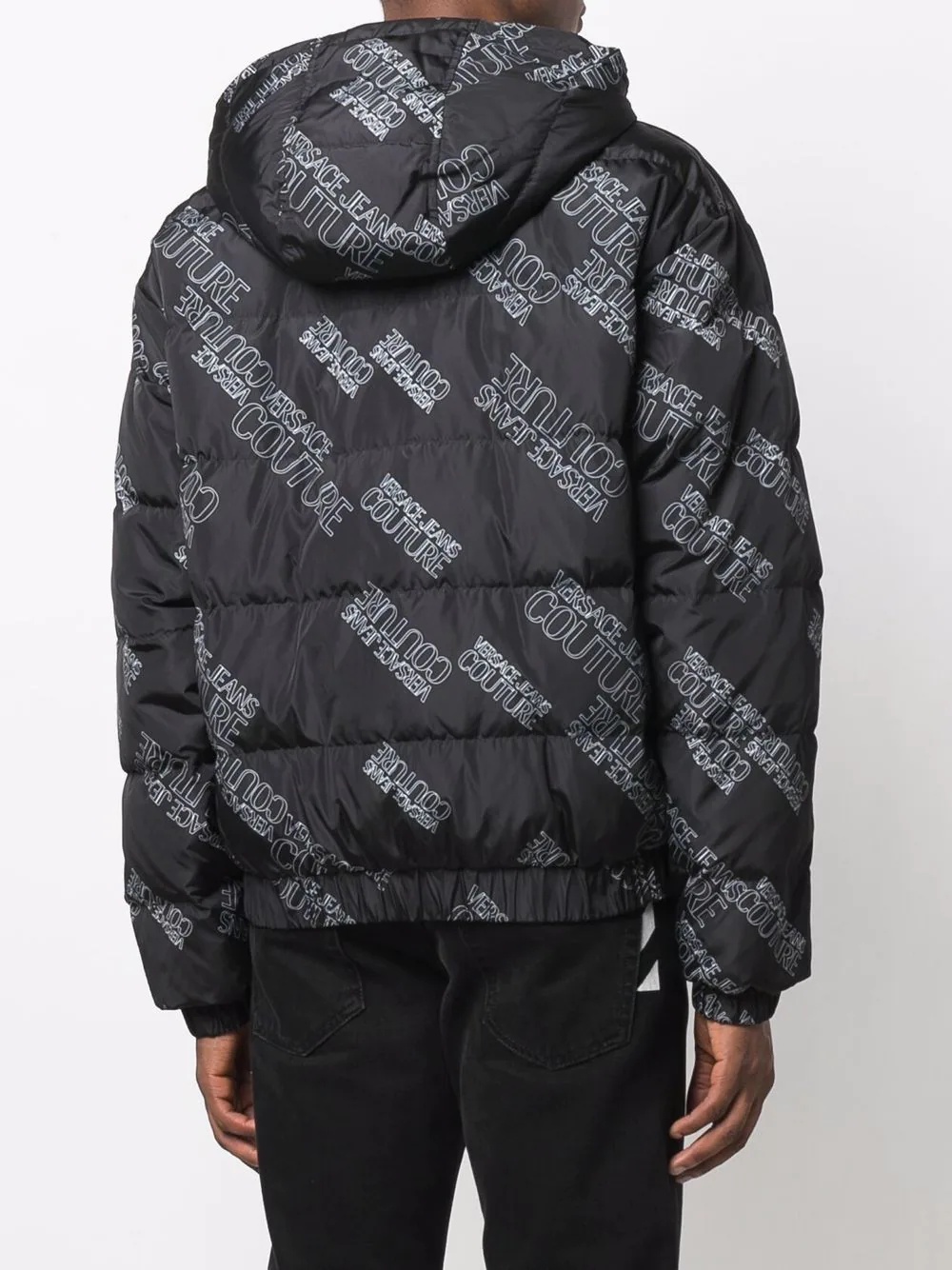 logo-print padded coat - 4