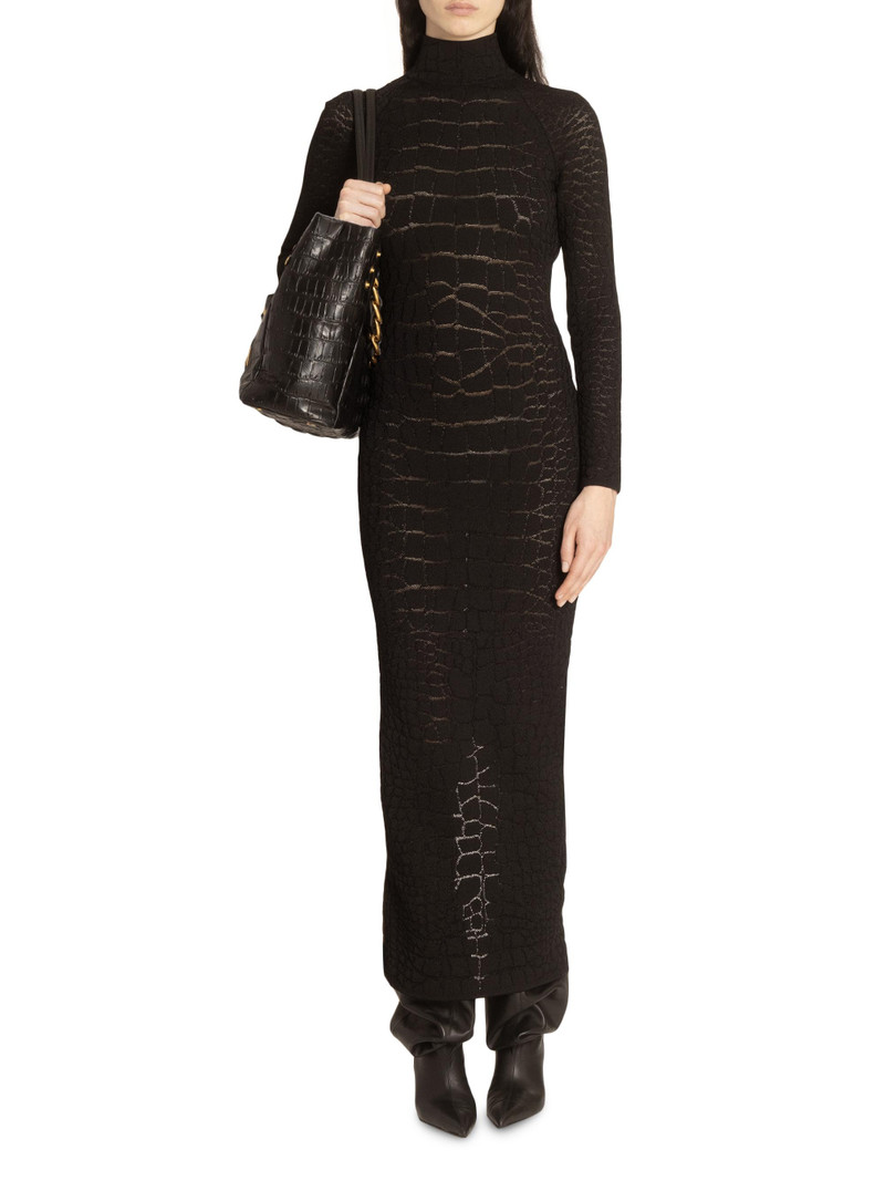 Women's Croc-Effect Knit Open-Back Maxi Dress - Noir 3