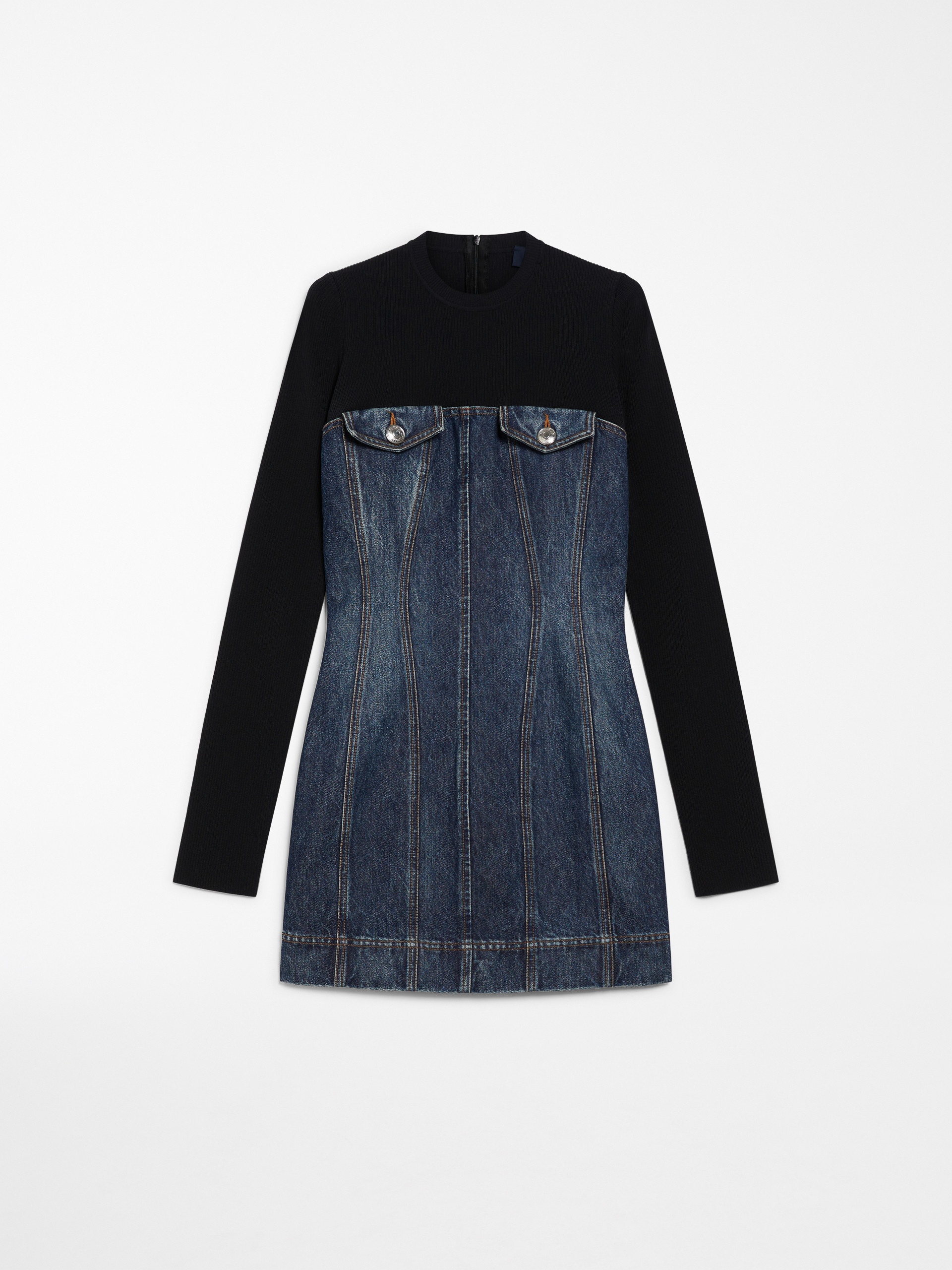 TETI Slim-fit denim and knit fabric dress - 1
