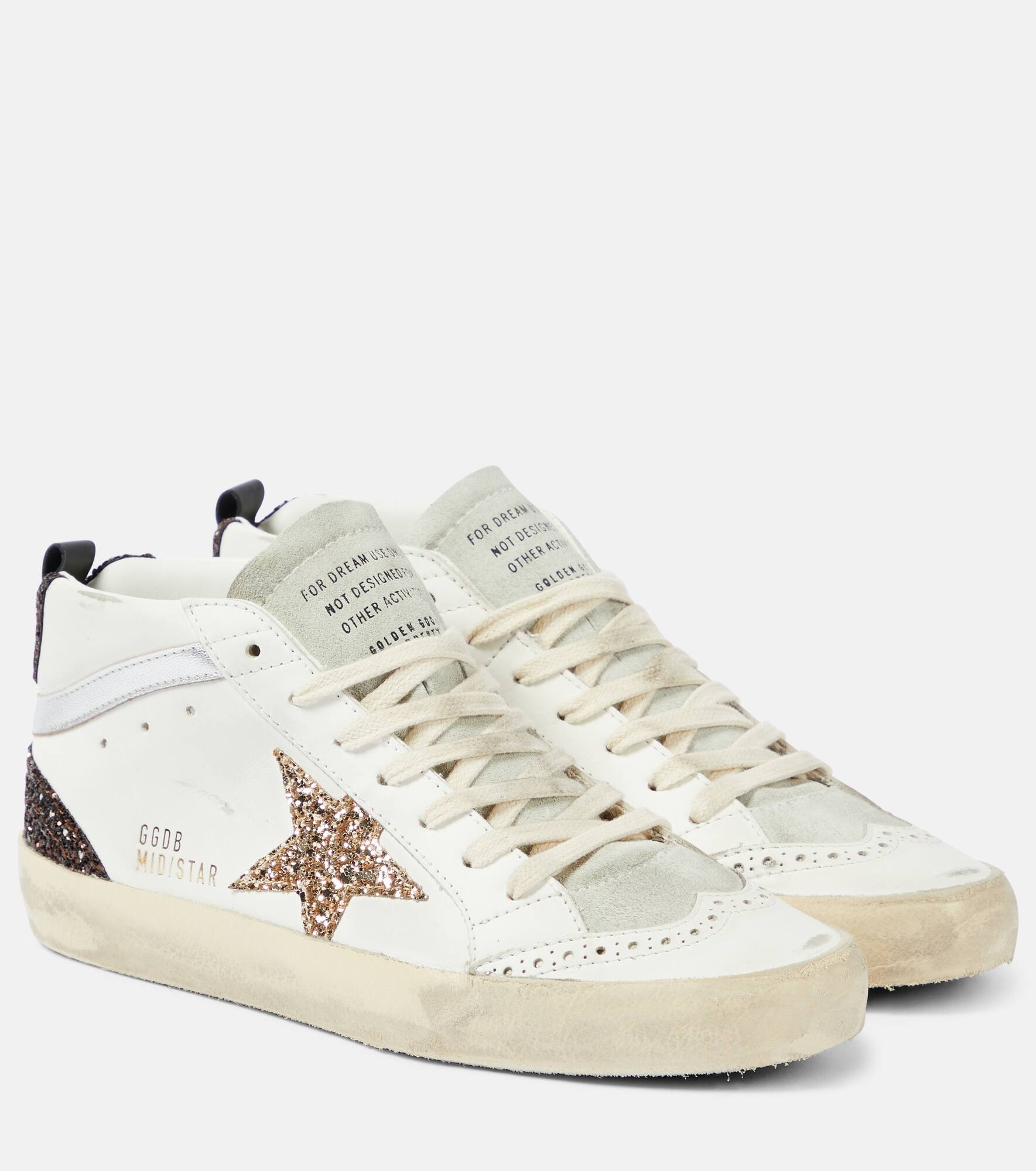 Mid Star glitter leather sneakers - 1