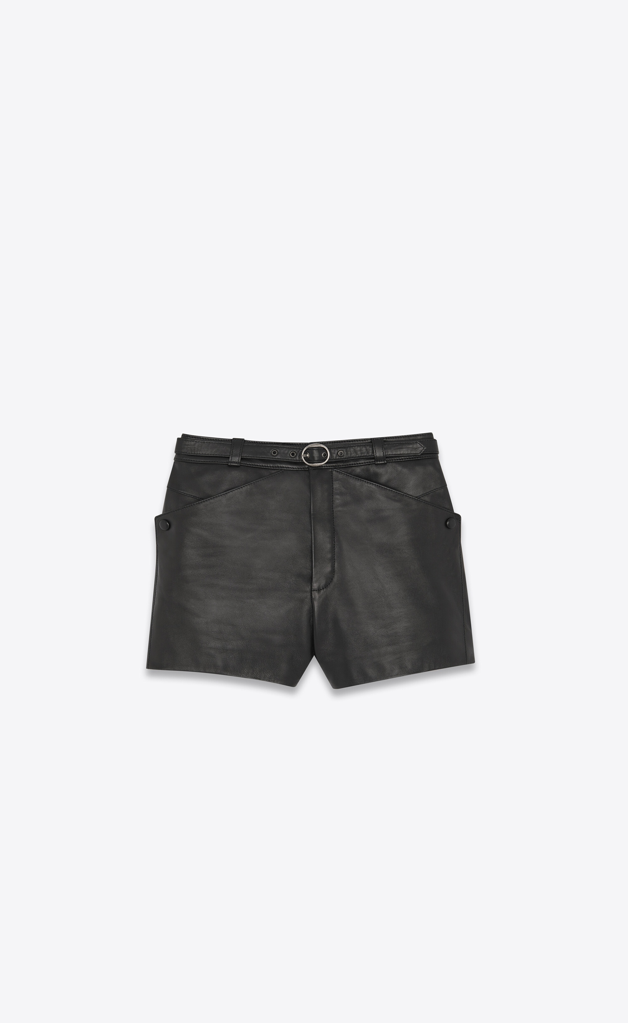 high-waisted shorts in lambskin - 1