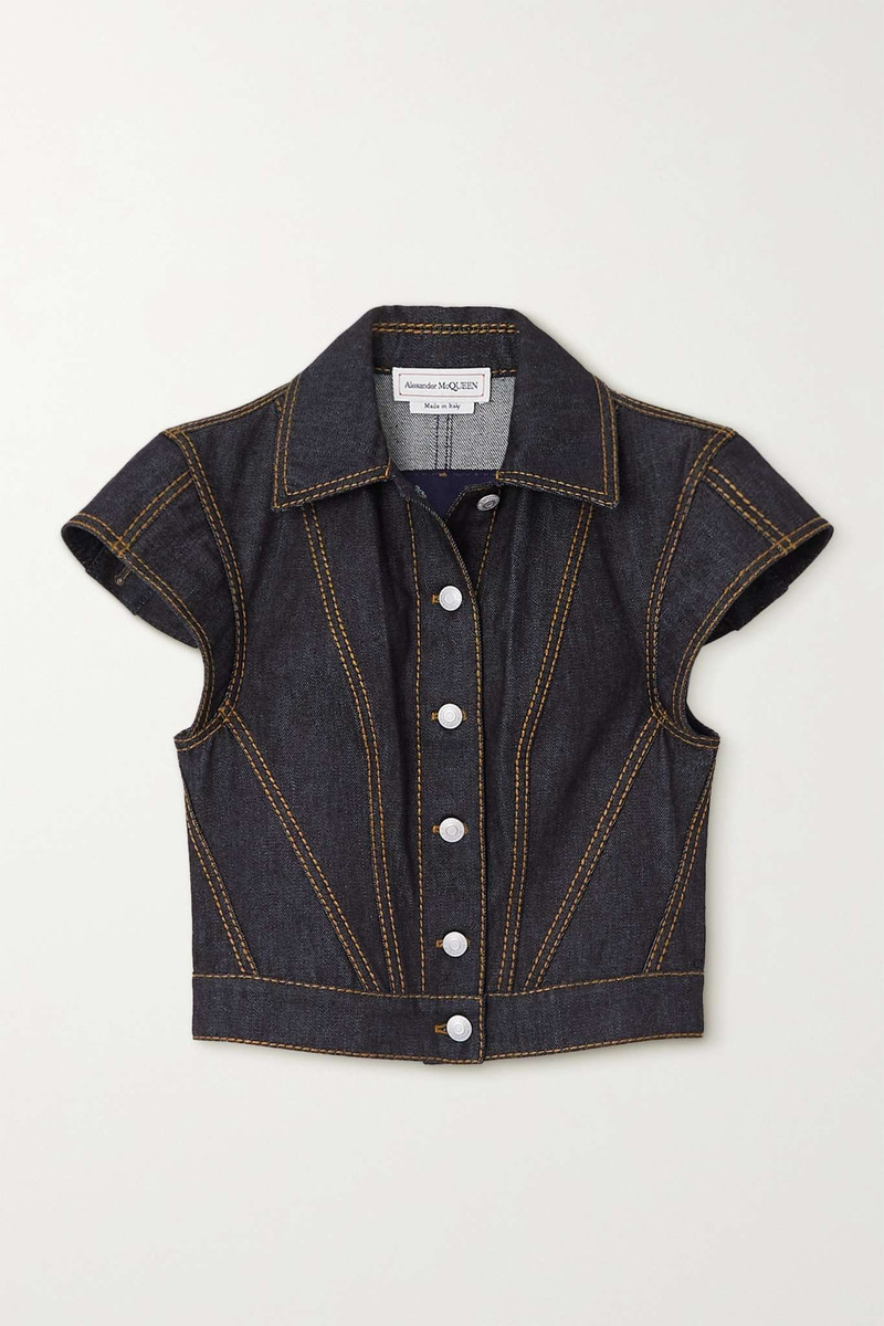 Topstitched denim vest 1