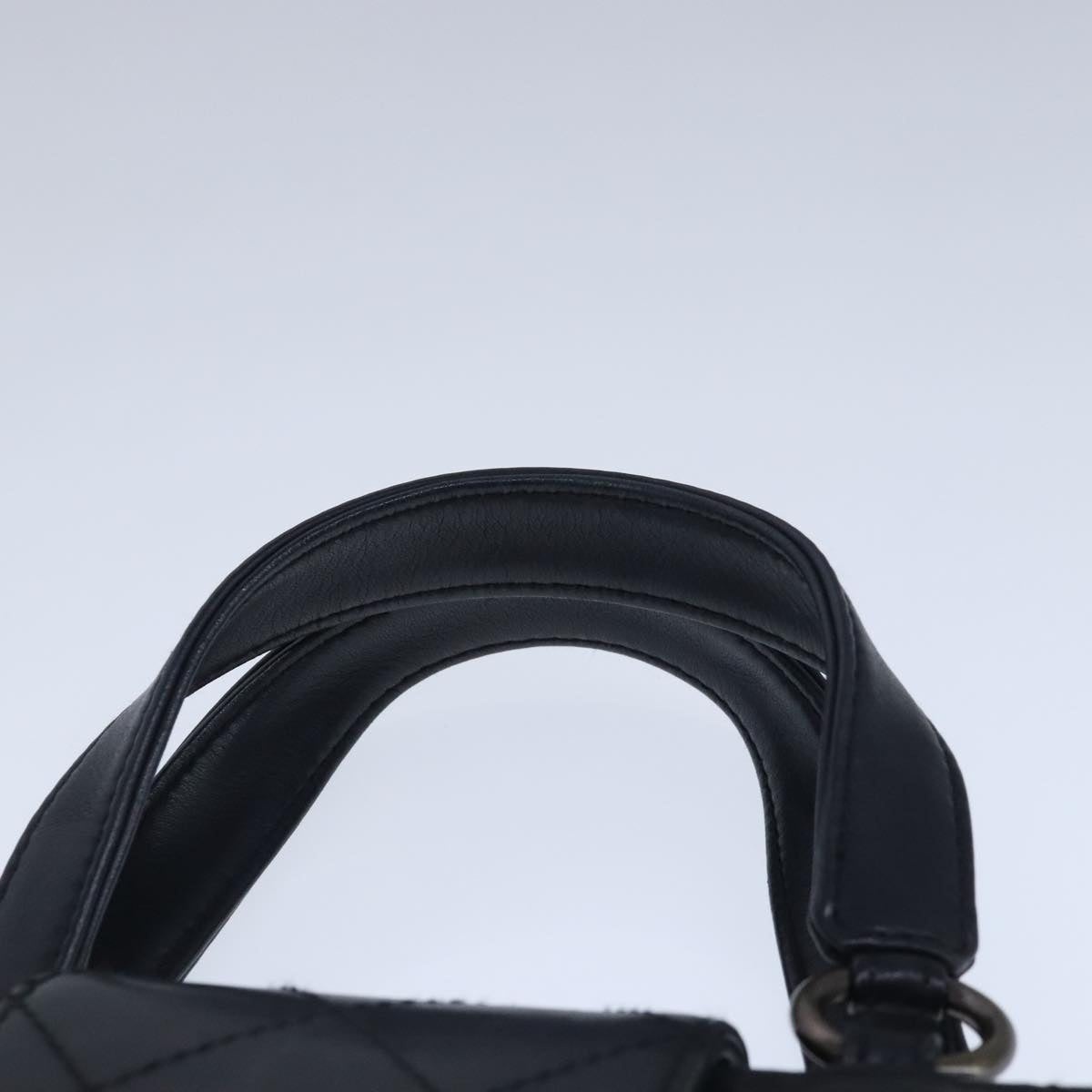 CHANEL Hand Bag Lamb Skin Black CC - 8