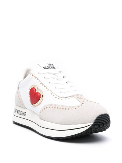 Moschino heart-patch leather sneakers outlook