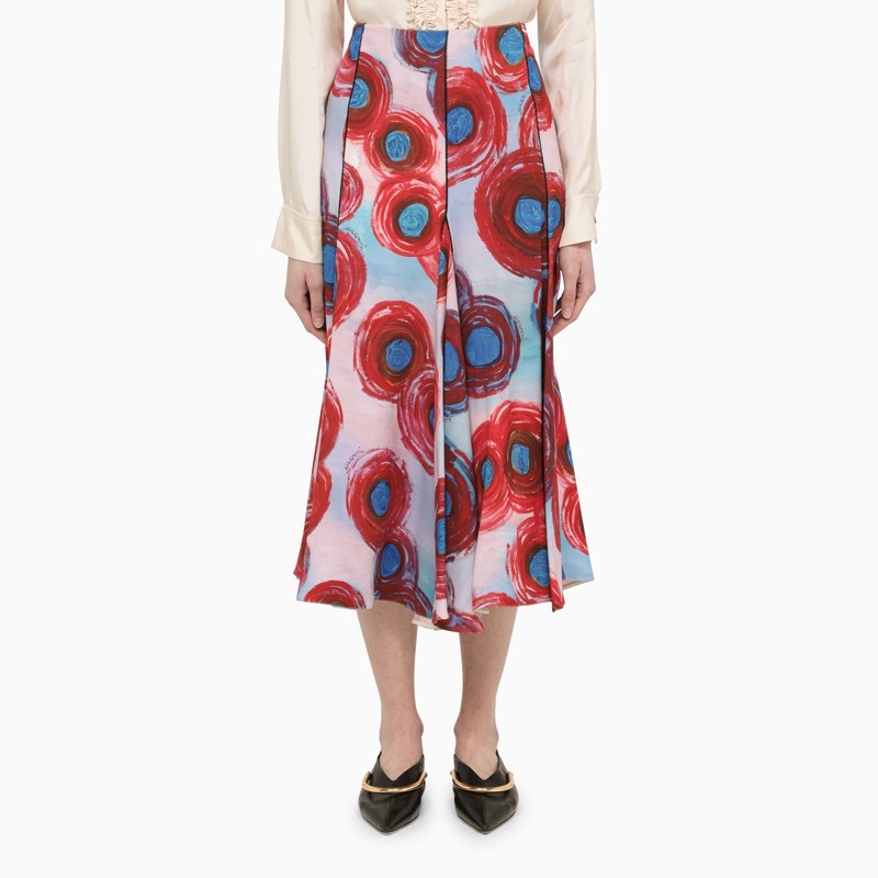 【MARNI】 Printed midi skirt Poplin midi skirt with balck and white Pop Fields motif | Marni