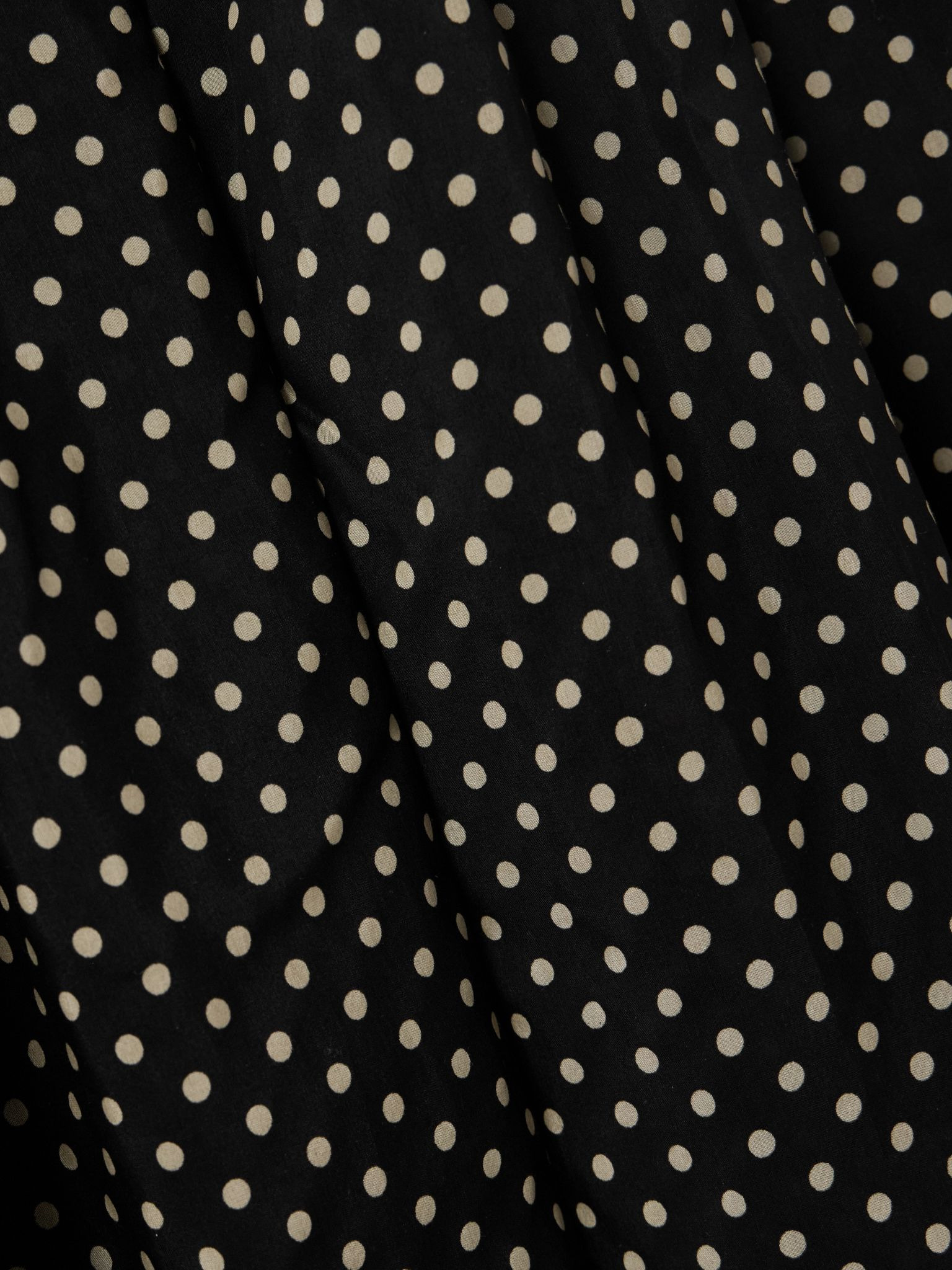 Gathered polka-dot organic cotton and silk-blend midi dress Black - 4