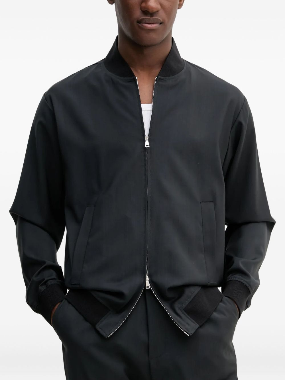 ribbed-collar bomber jacket - 1