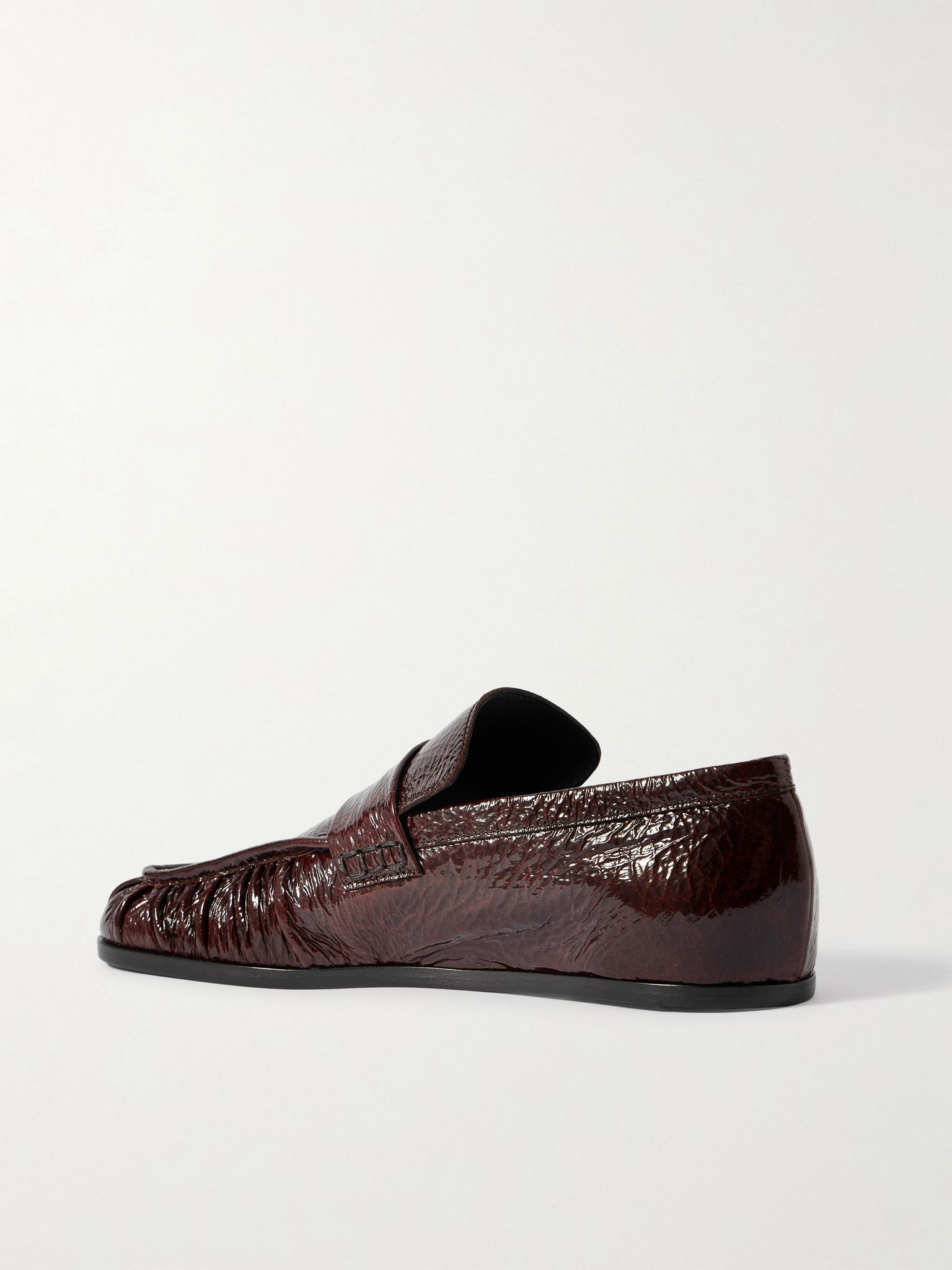 Crinkled glossed-leather loafers Chocolate - 3