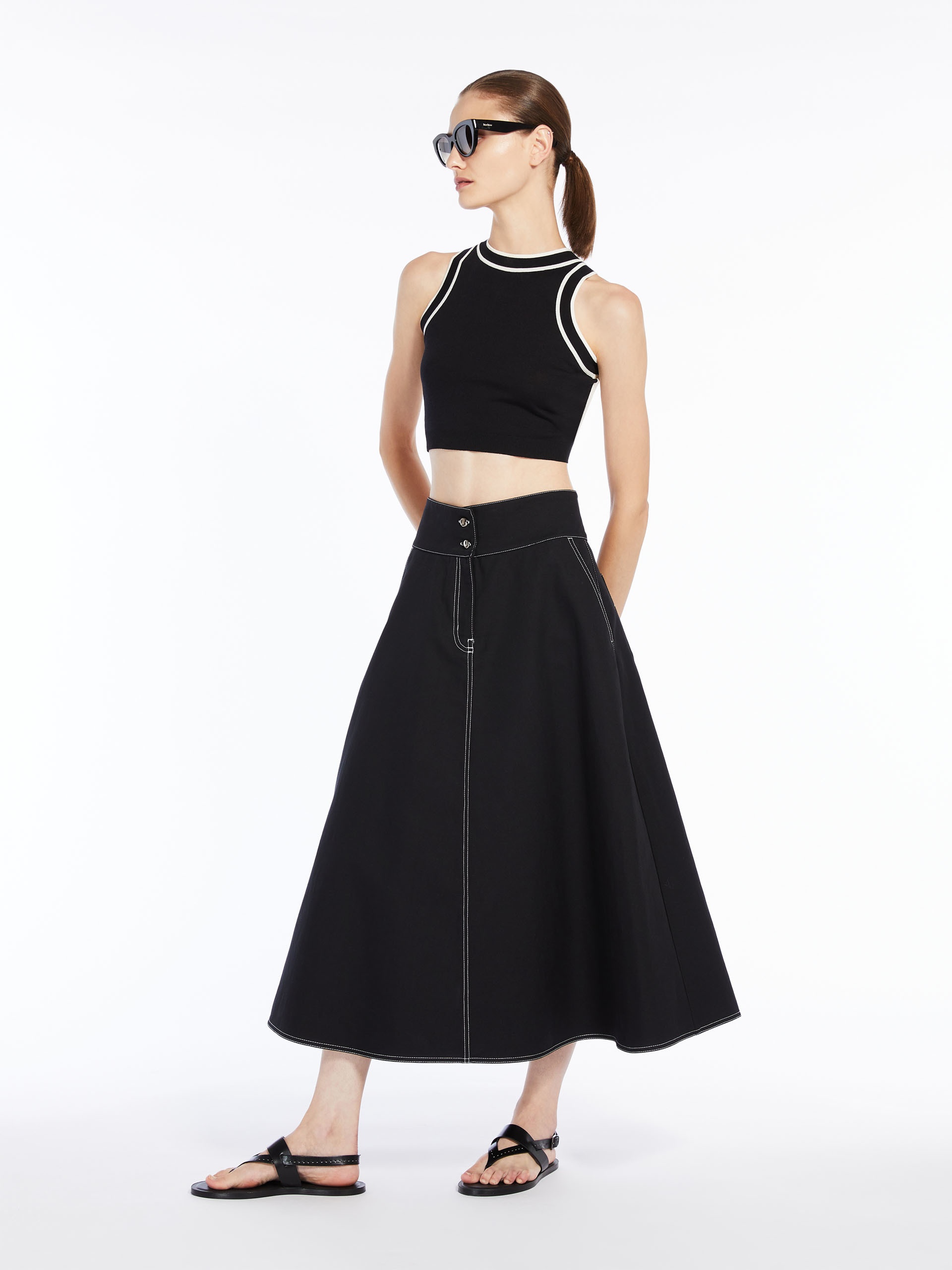 YAMATO Flared skirt in cotton and linen - 2
