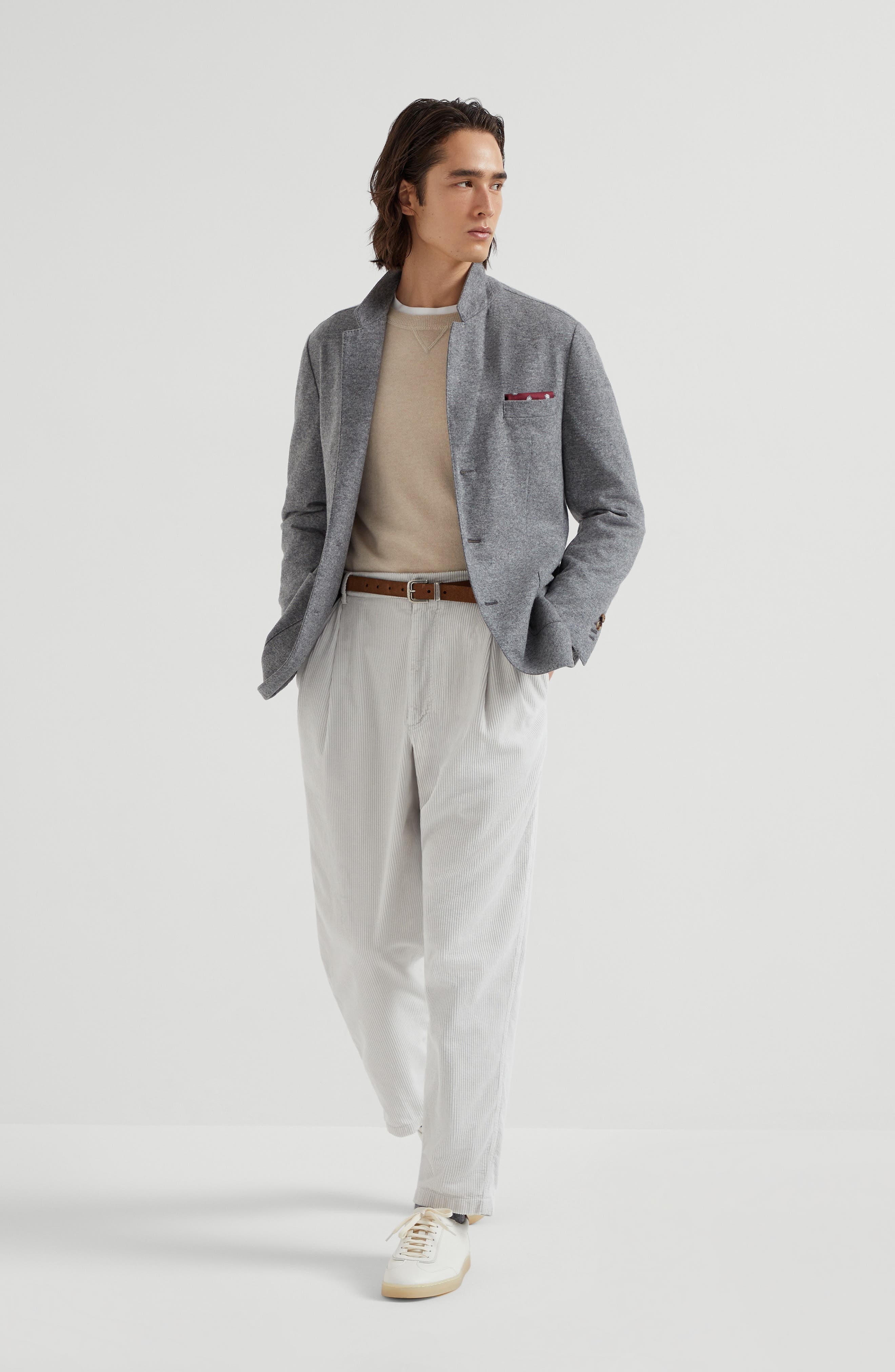 Brunello Cucinelli Cashmere jersey blazer in Grey at Nordstrom - 6