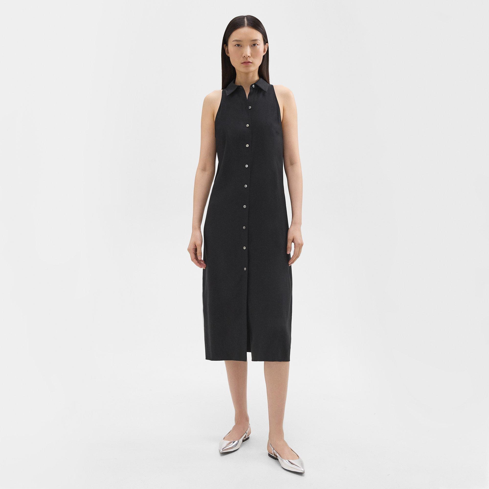Halter Neck Shirt Dress in Linen-Viscose - 2