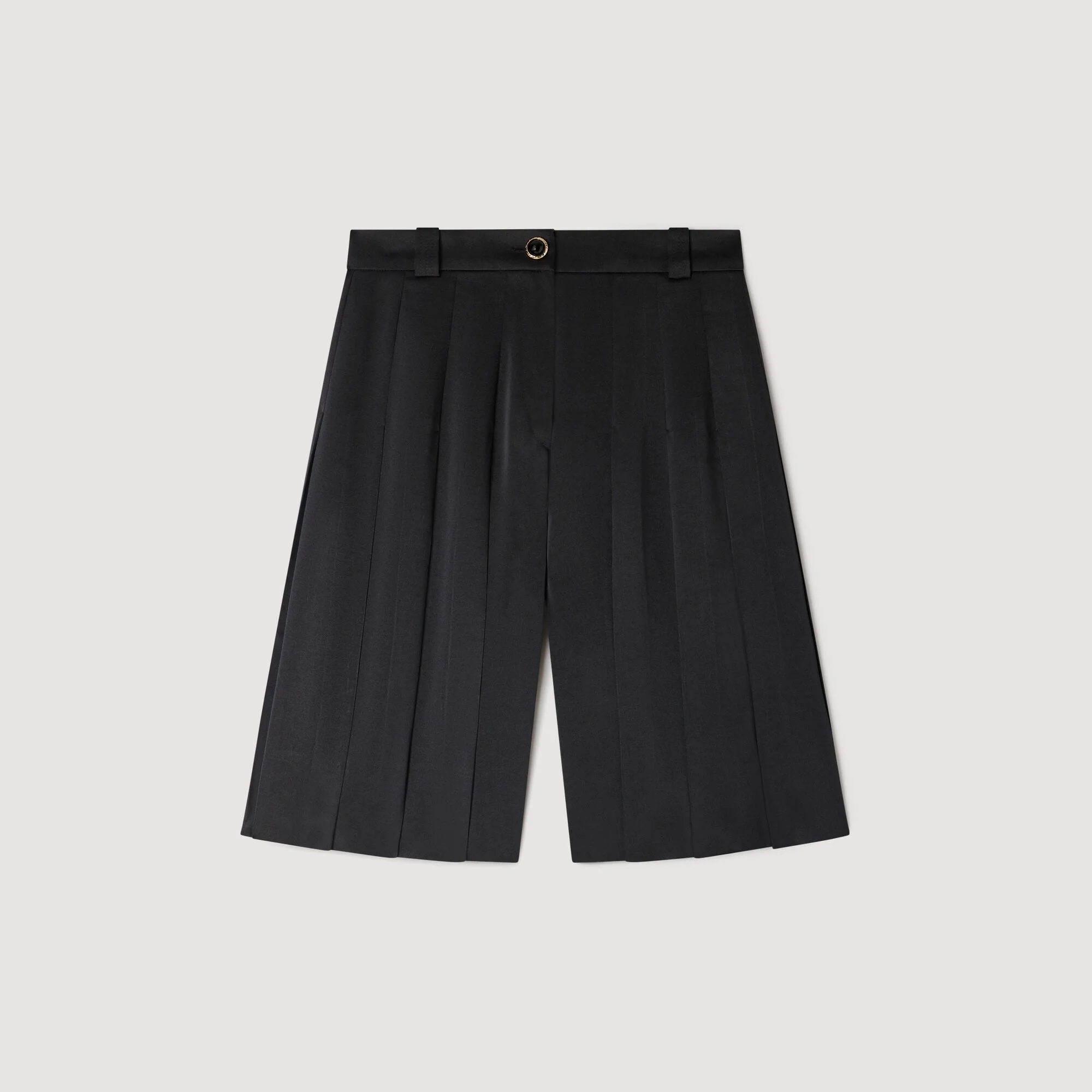 LONG HIGH-WAISTED PLEATED SHORTS - 1