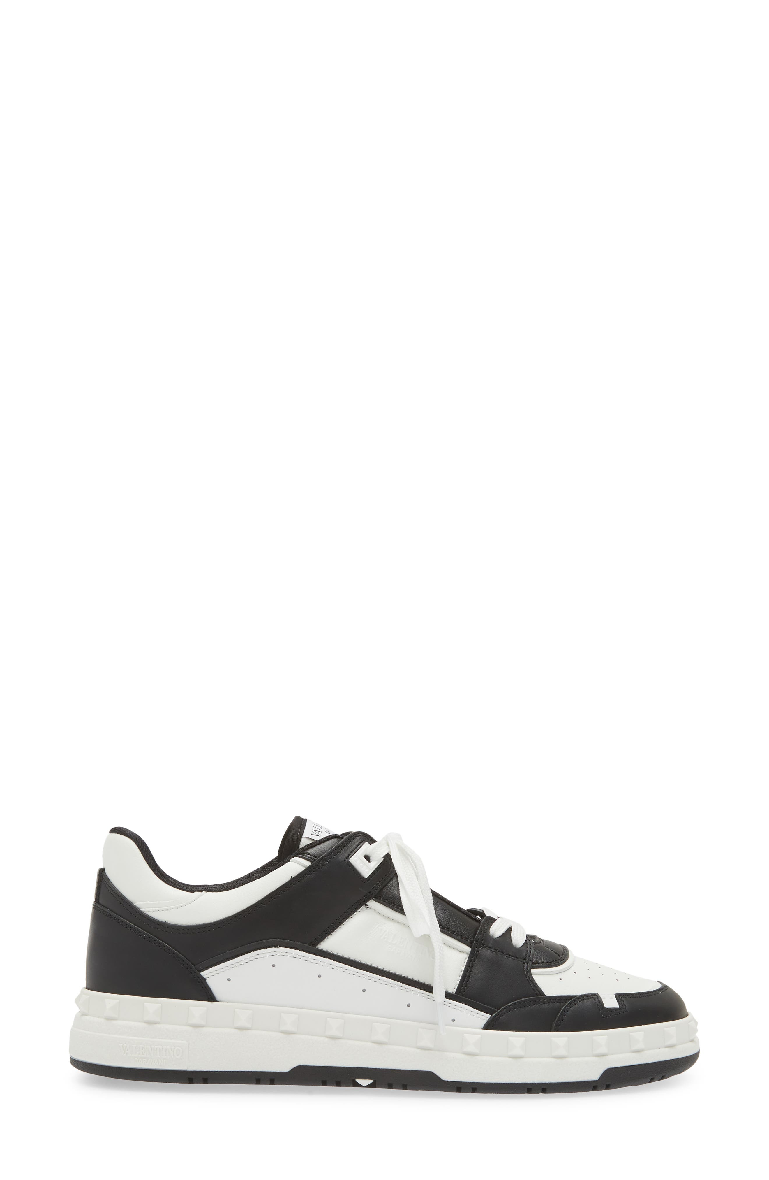 Valentino Garavani Rockstud Low Top Sneaker in Bianco/Nero at Nordstrom - 3