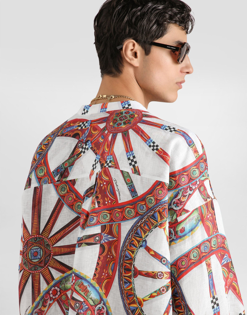 Carretto-print linen shirt 5