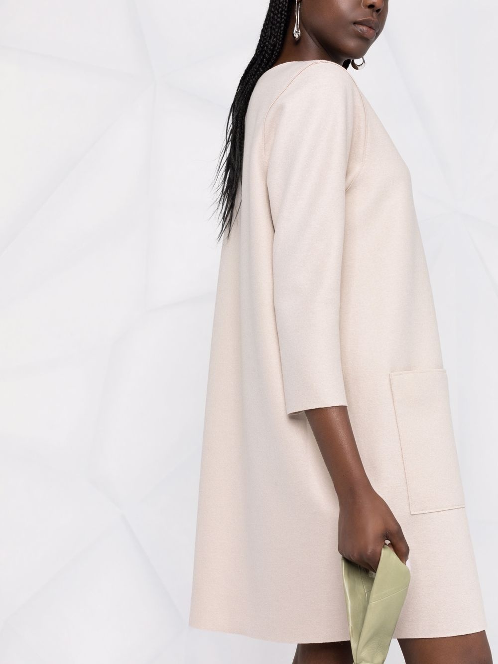 round neck long-sleeved dress - 3