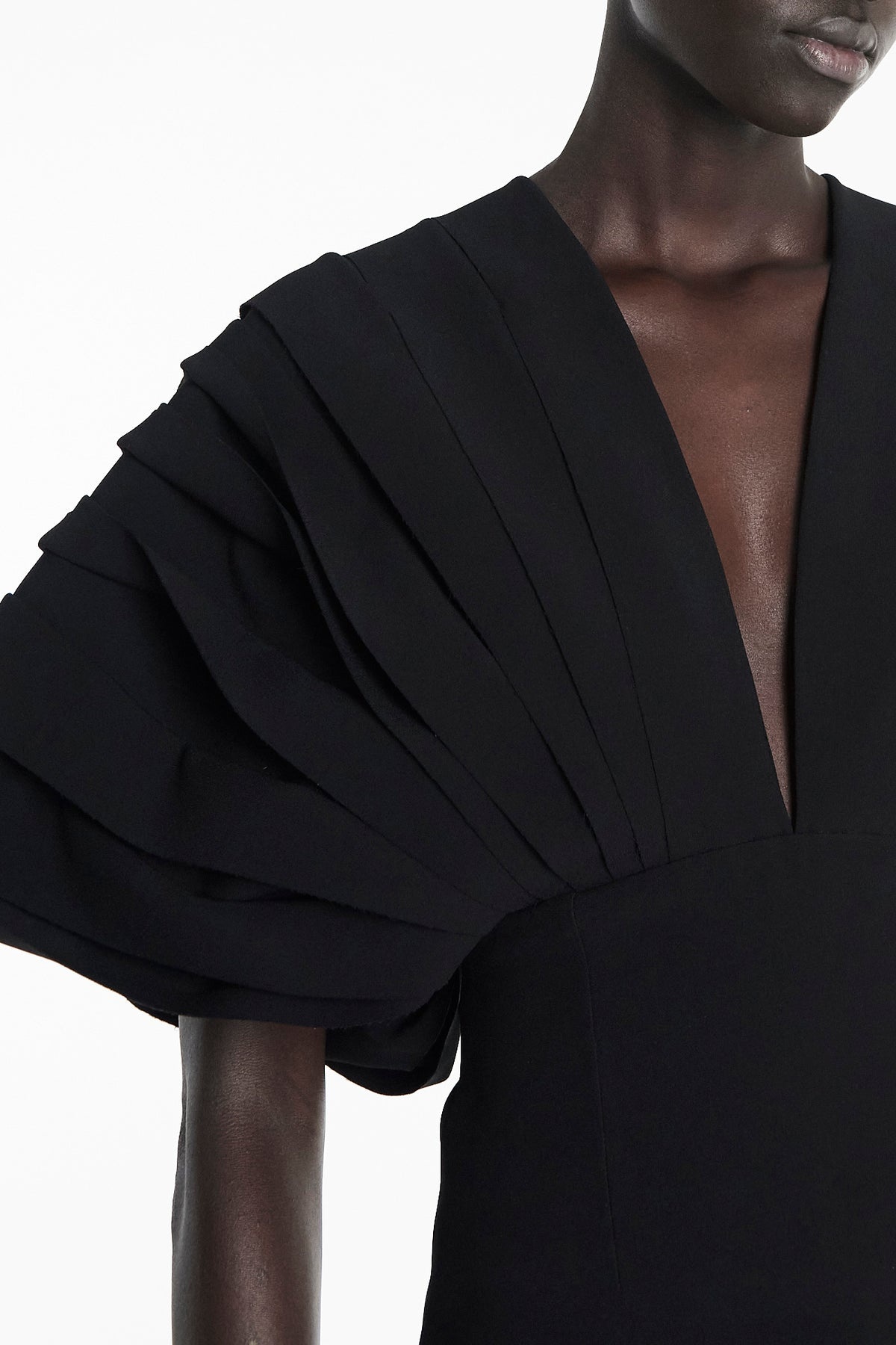 MULTI PANEL DEEP V-NECK TOP BLACK - 3