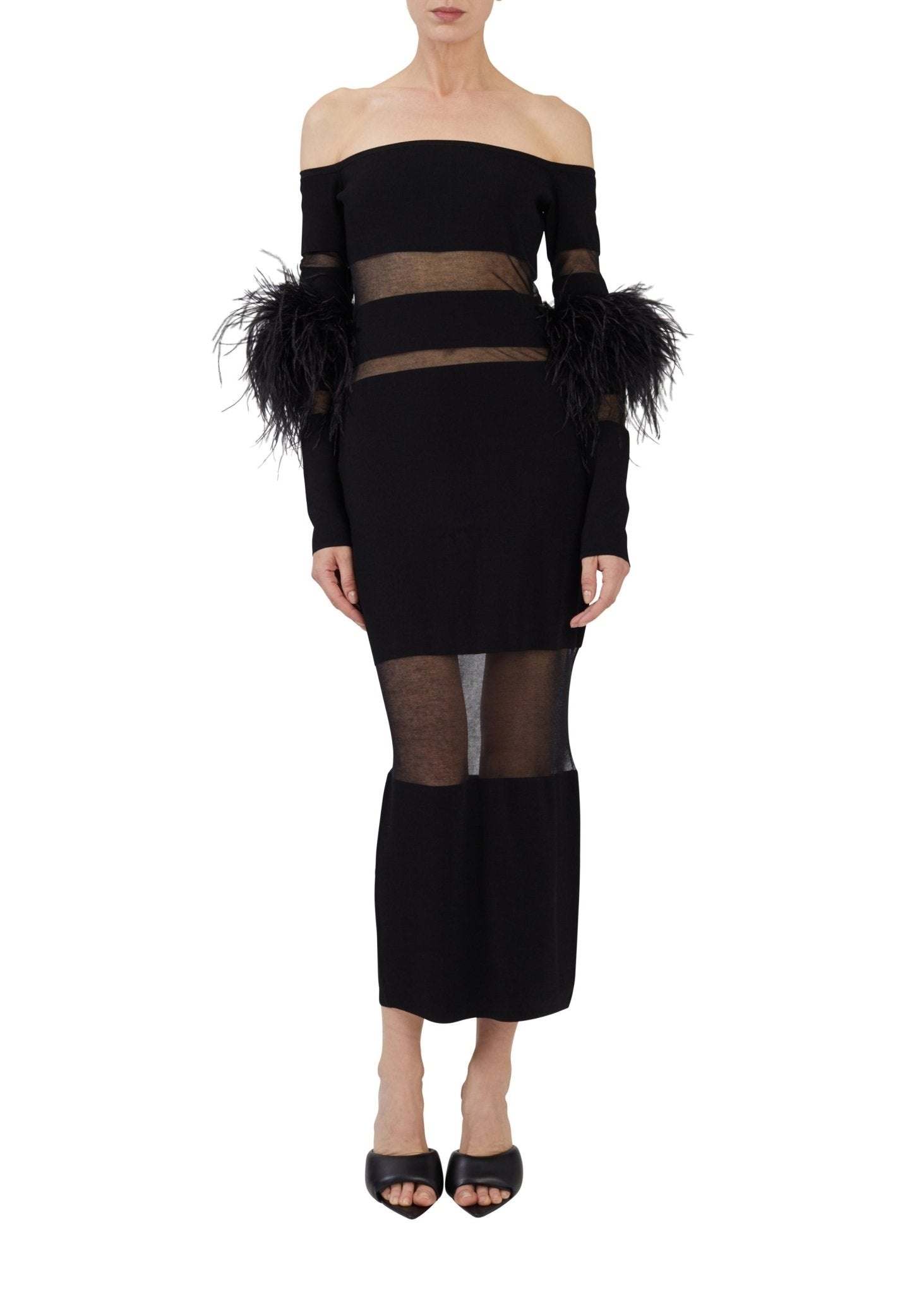 Cotton Viscose Intarsia Feather Dress - 2