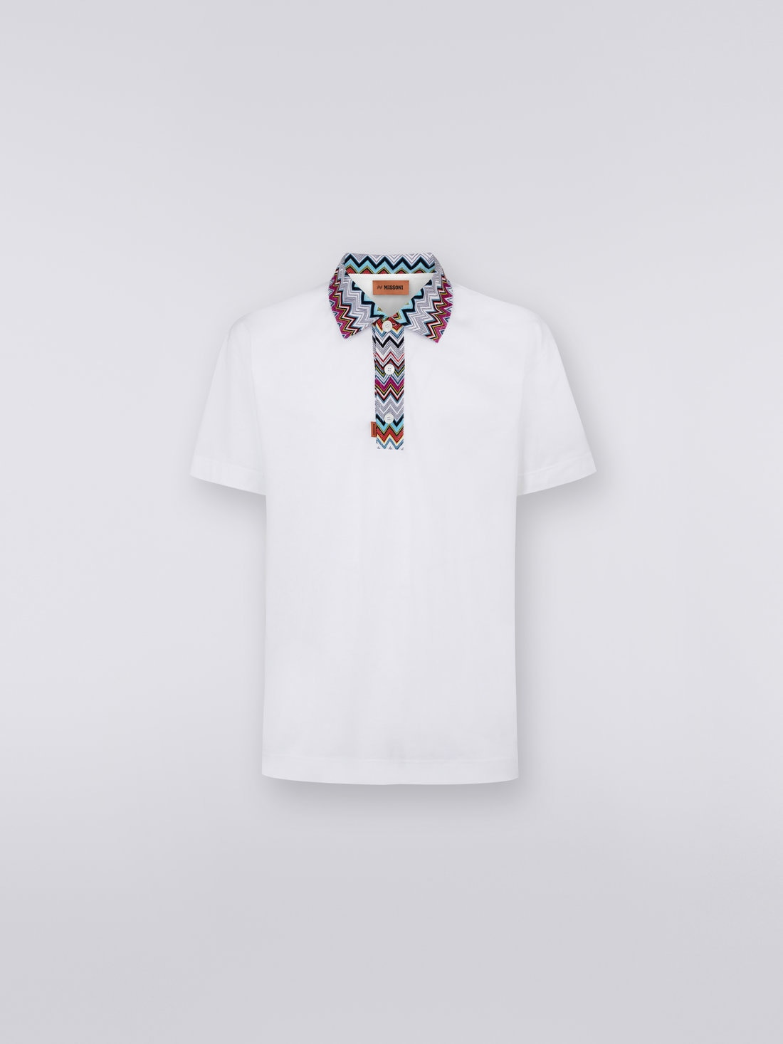 Cotton polo shirt with dégradé chevron pattern - 1