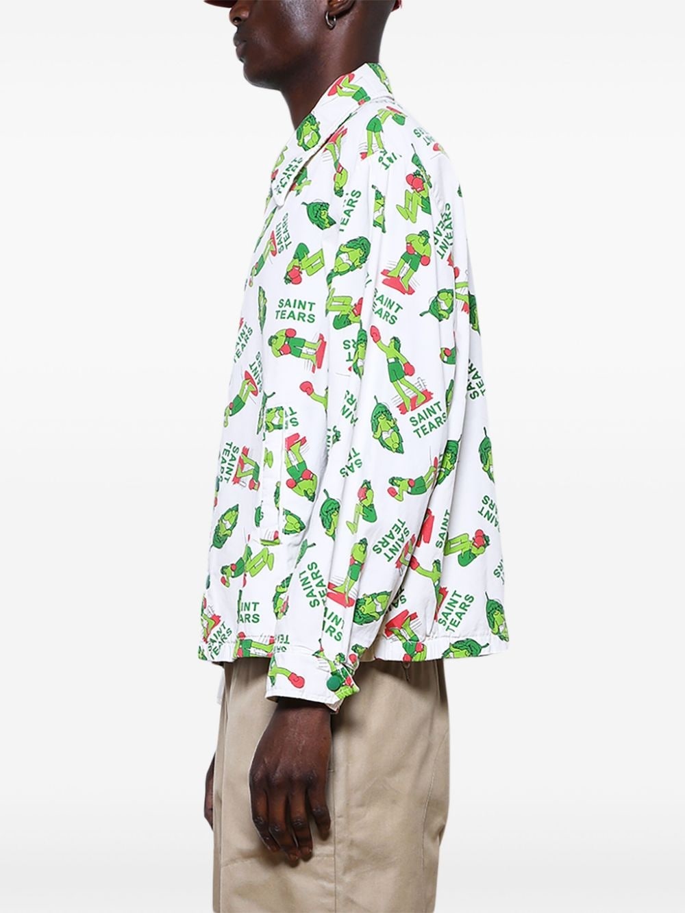 pattern-print shirt jacket - 4