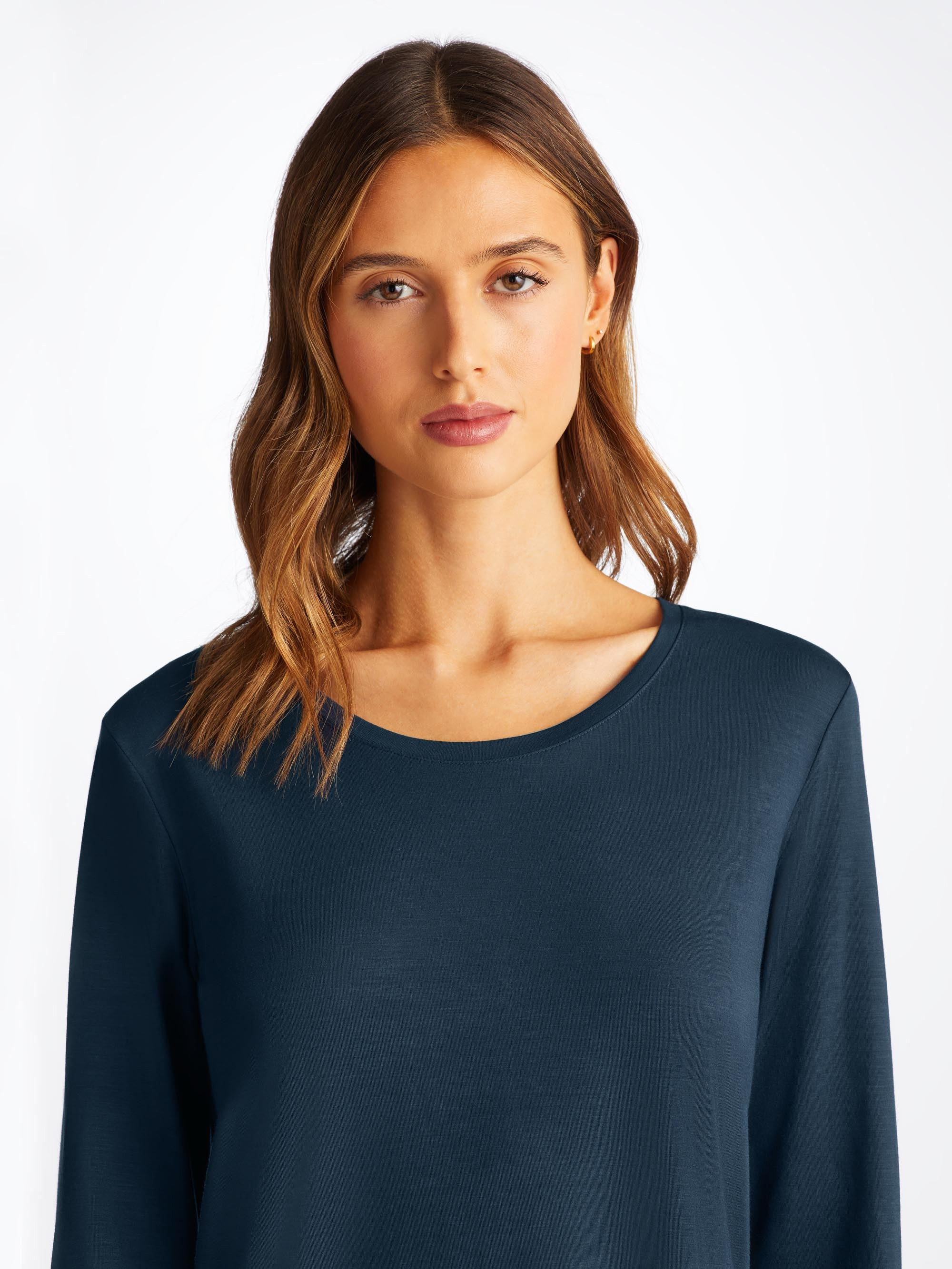 Women's Long Sleeve T-Shirt Lara Micro Modal Stretch Navy - 6