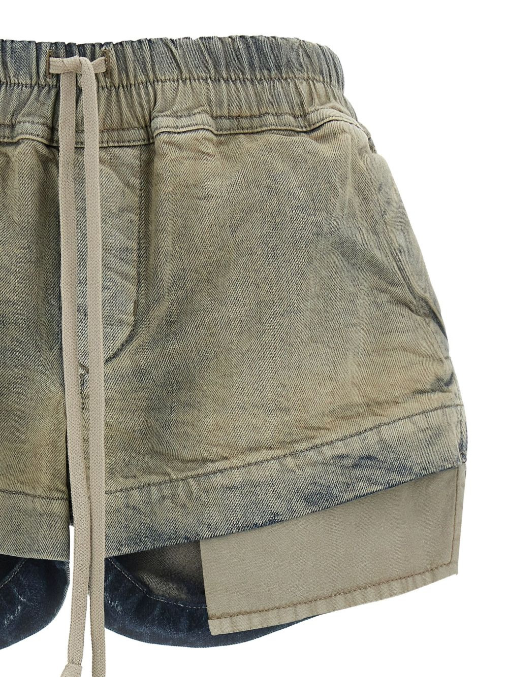 drawstring side-slit denim shorts - 3