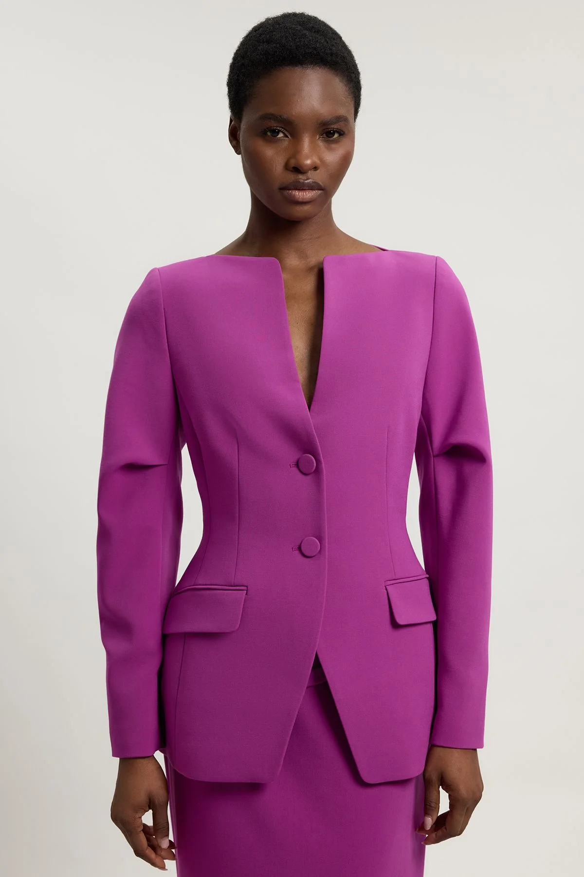 Compact Stretch Tailored Single Breast Blazer - 1