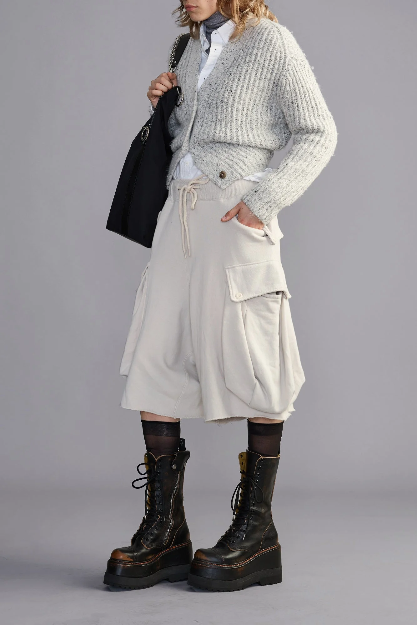 Jumbo Sweatshort With Oversized Cargo Pocket - 1