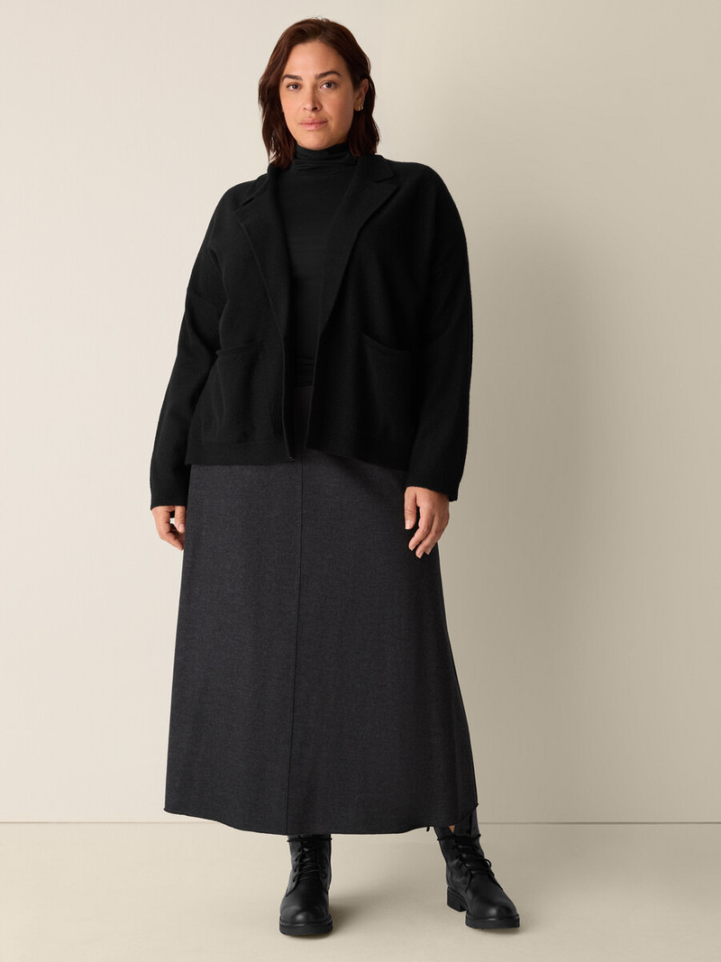 Fine Felted Wool Notch Collar Cardigan in Regenerative Wool 6