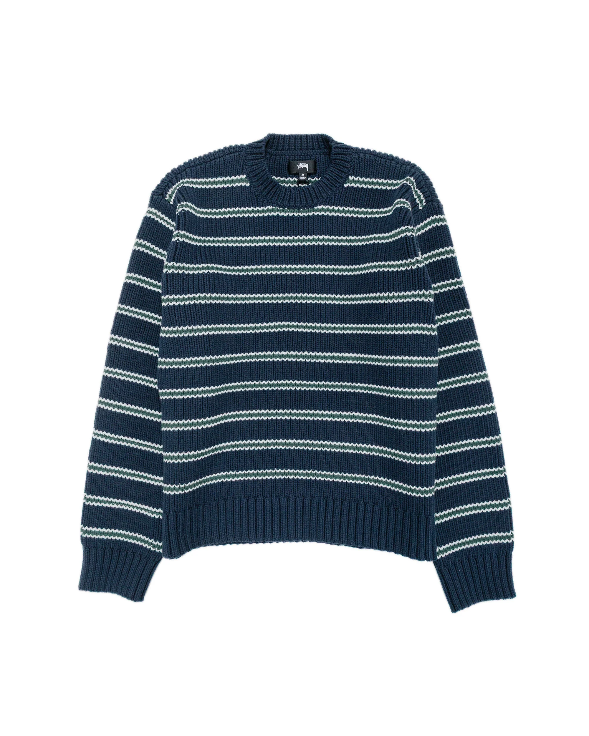 Stüssy Chunky Cotton Stripe Sweater Ocean - 1