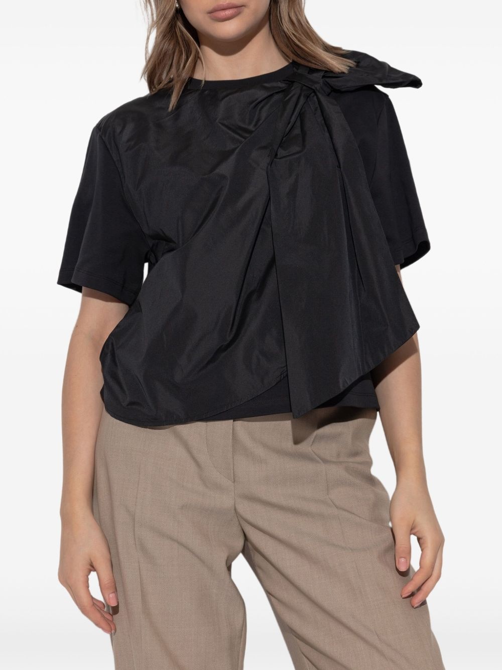 bow-detail cotton top - 3