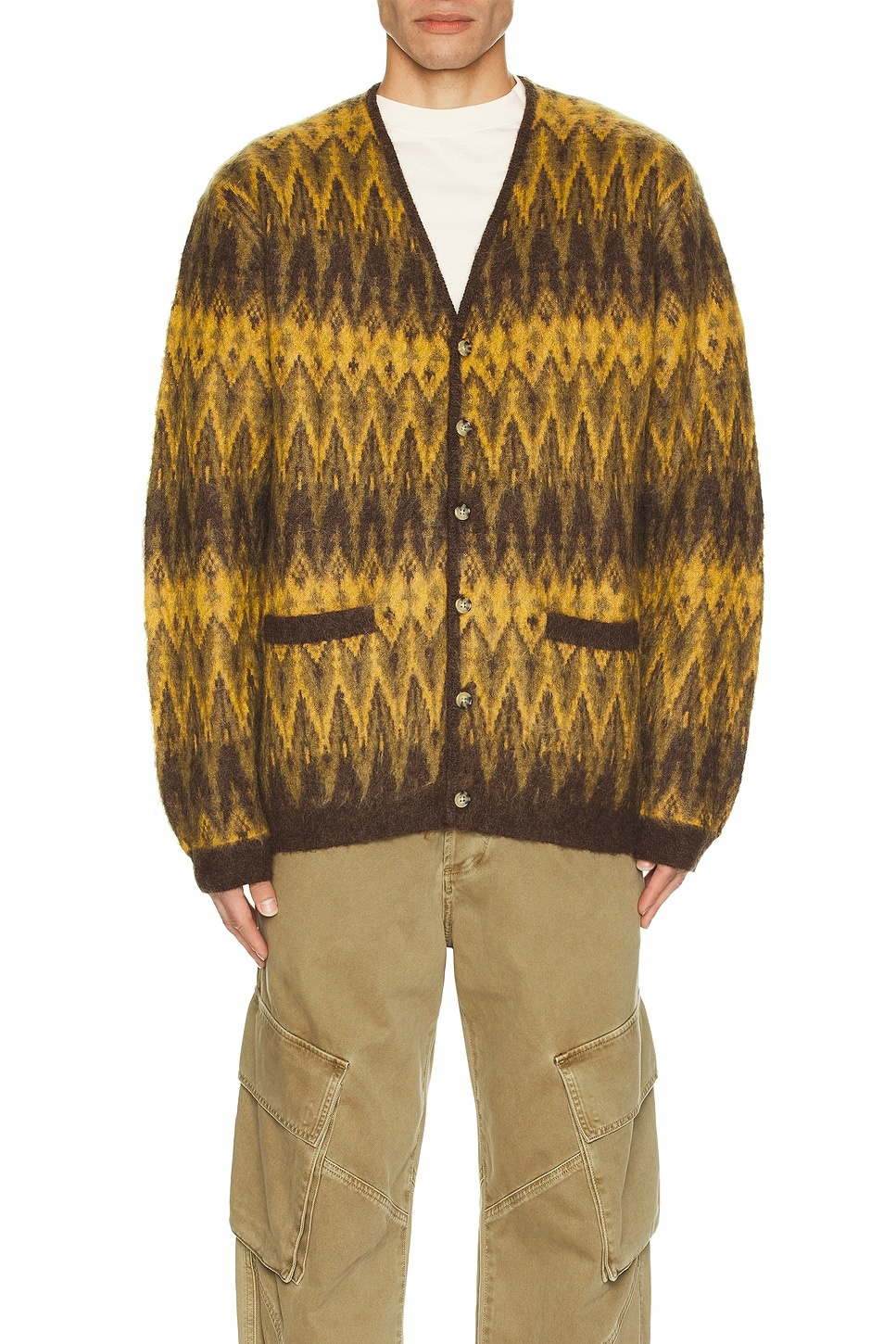 Cardigan Double Jacquard Chevron Pattern - 3