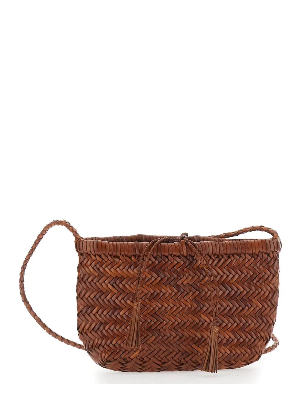 Dragon Diffusion Women 'Minsu' Black Crossbody Bag With Strap And Woven Motif In Leather For Women - 1