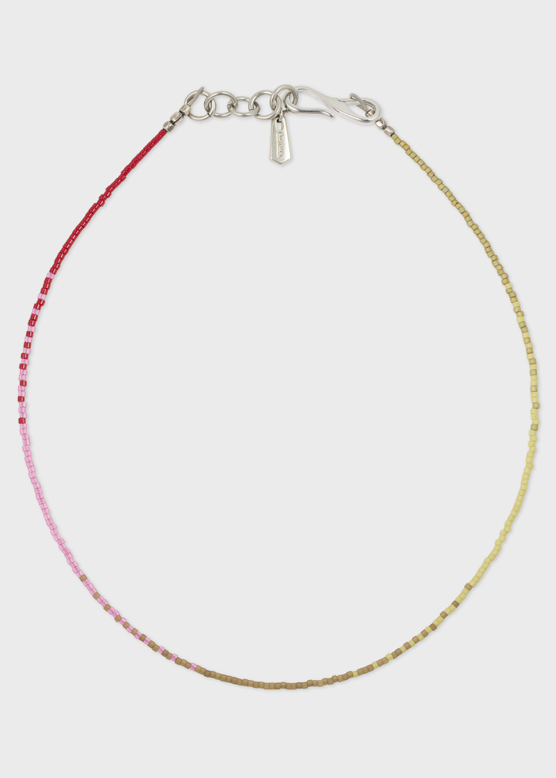 Khaki and Pink Beaded Necklace 1