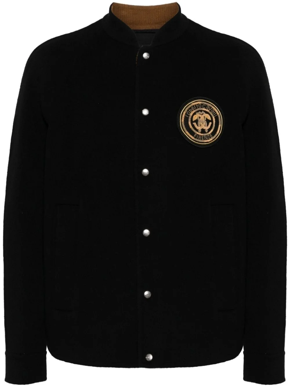 logo-embroidered wool bomber jacket - 1
