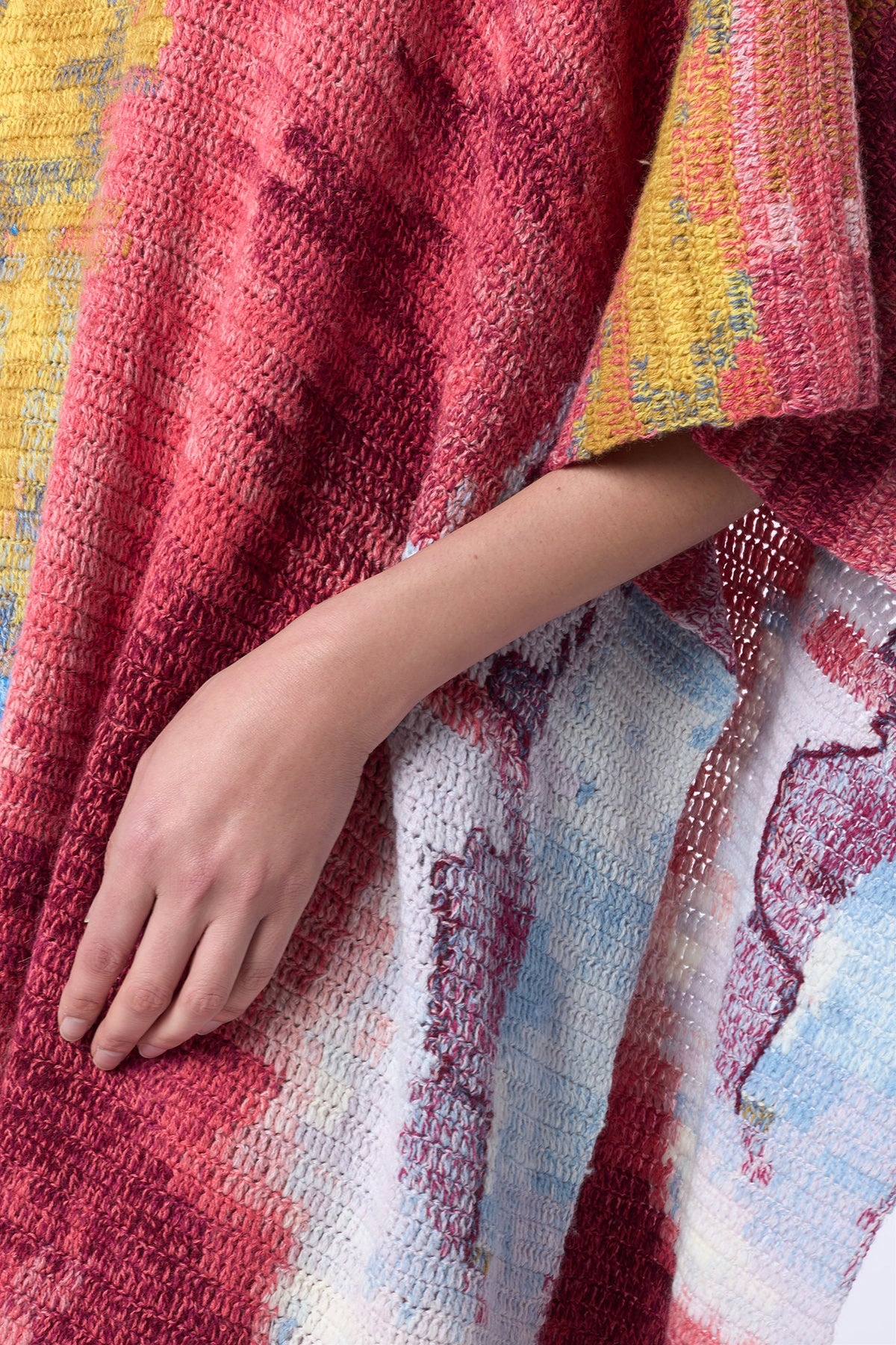 Lada Crochet Poncho in Aurora Multi Cashmere - 3