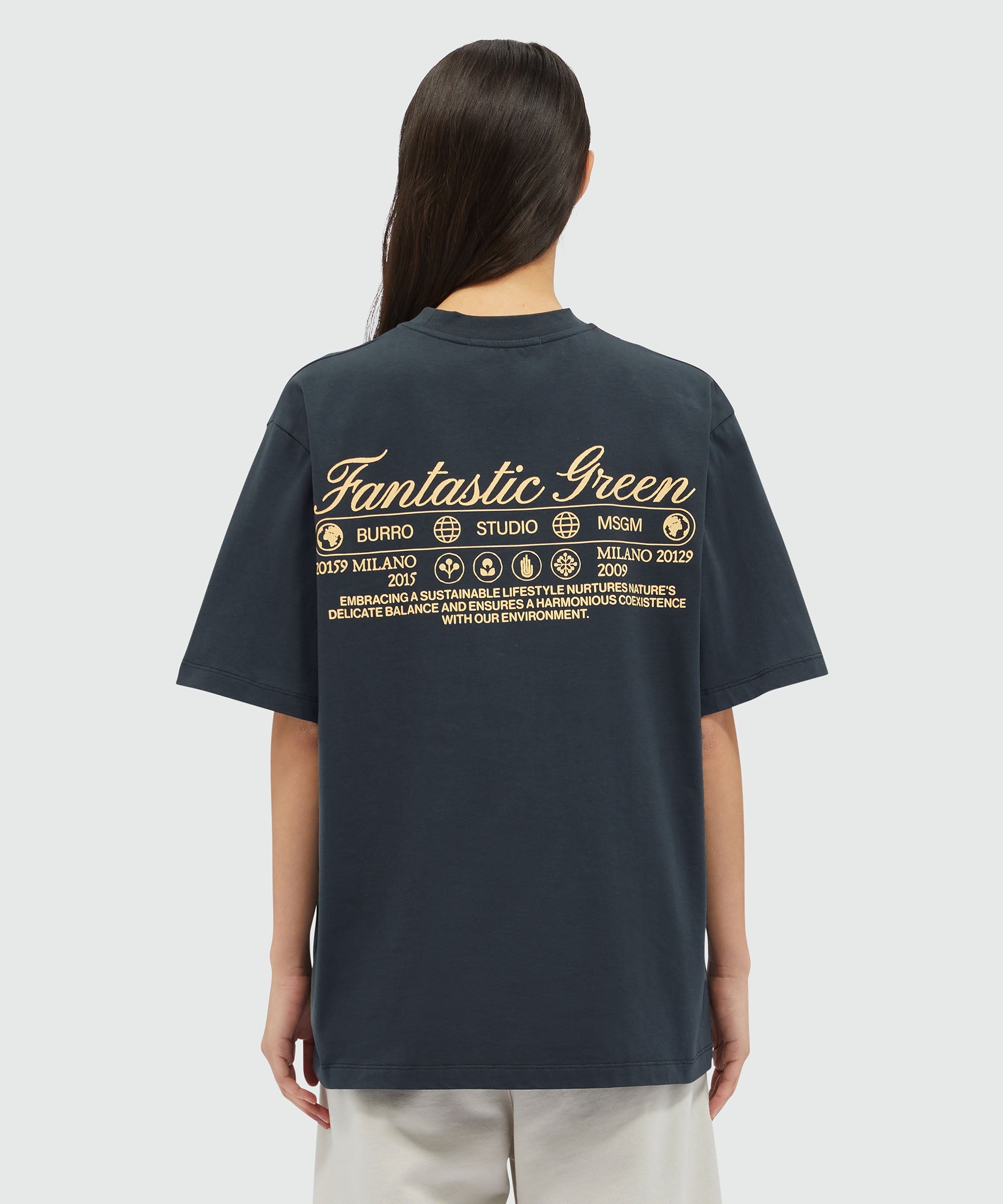 Organic cotton "Fantastic Green Burro Studio" navy blue T-shirt - 7
